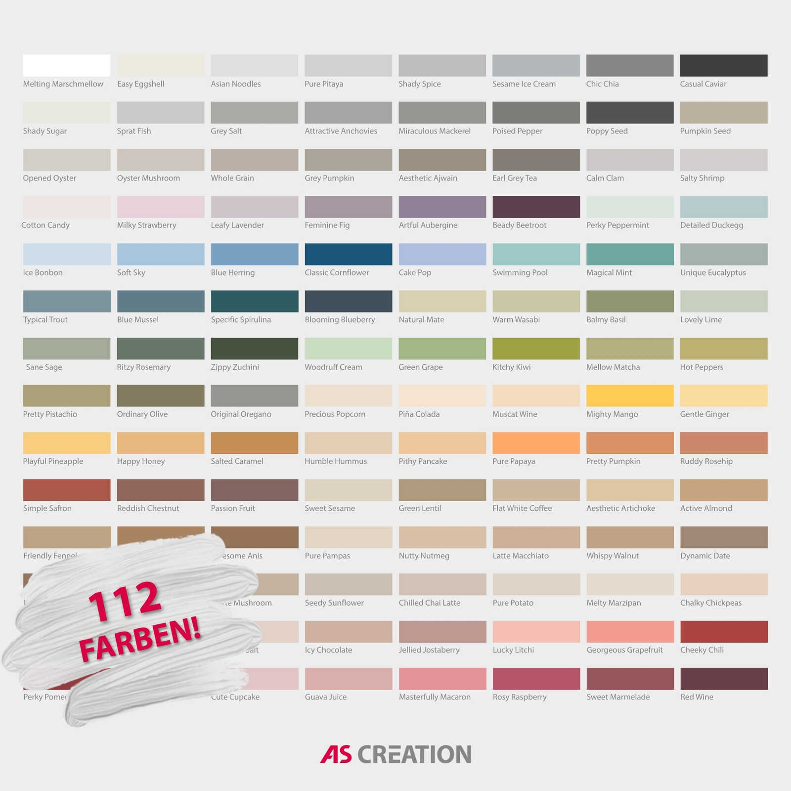 palette, color swatches, color chart, artistic colors, AS Creation