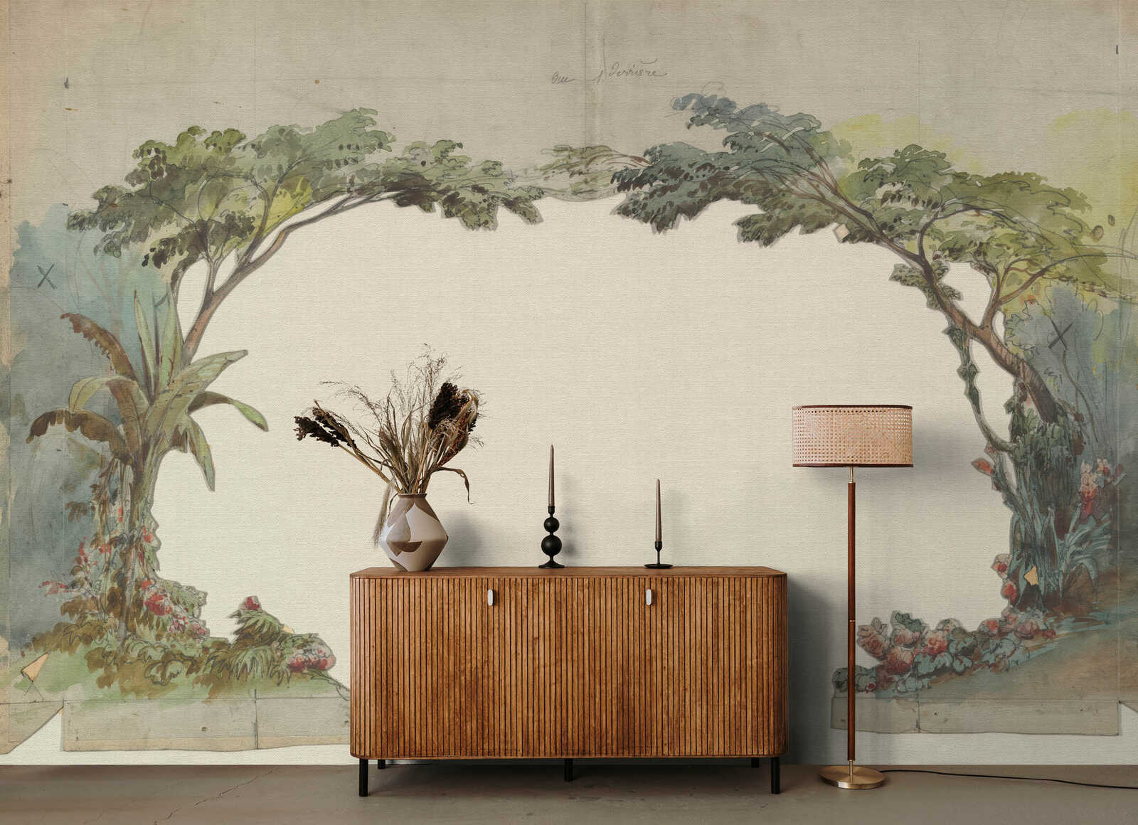 Malerei, Anrichte, Lampe, Pflanze, Holz