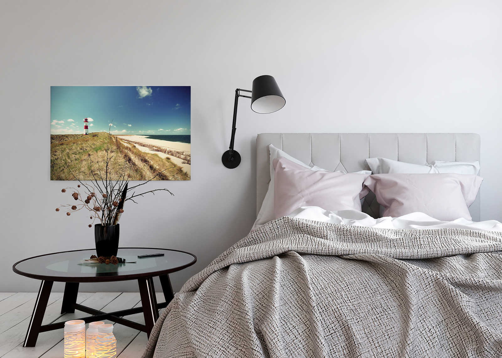             Leinwand mit Strandlandschaft mit Leuchtturm – 0,90 m x 0,60 m
        