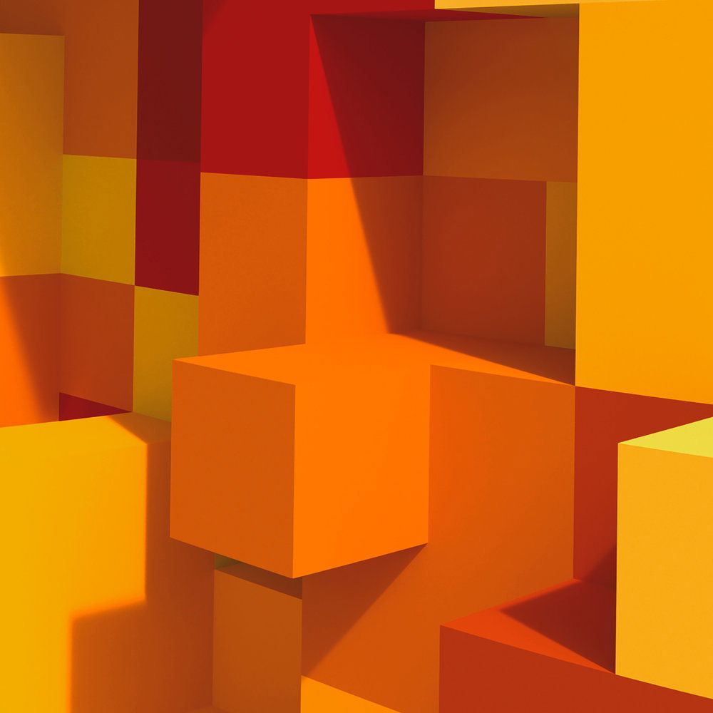             Abstrakte Geometrie – Fototapete als moderne Vliestapete in 3D Optik – Orange, Gelb
        