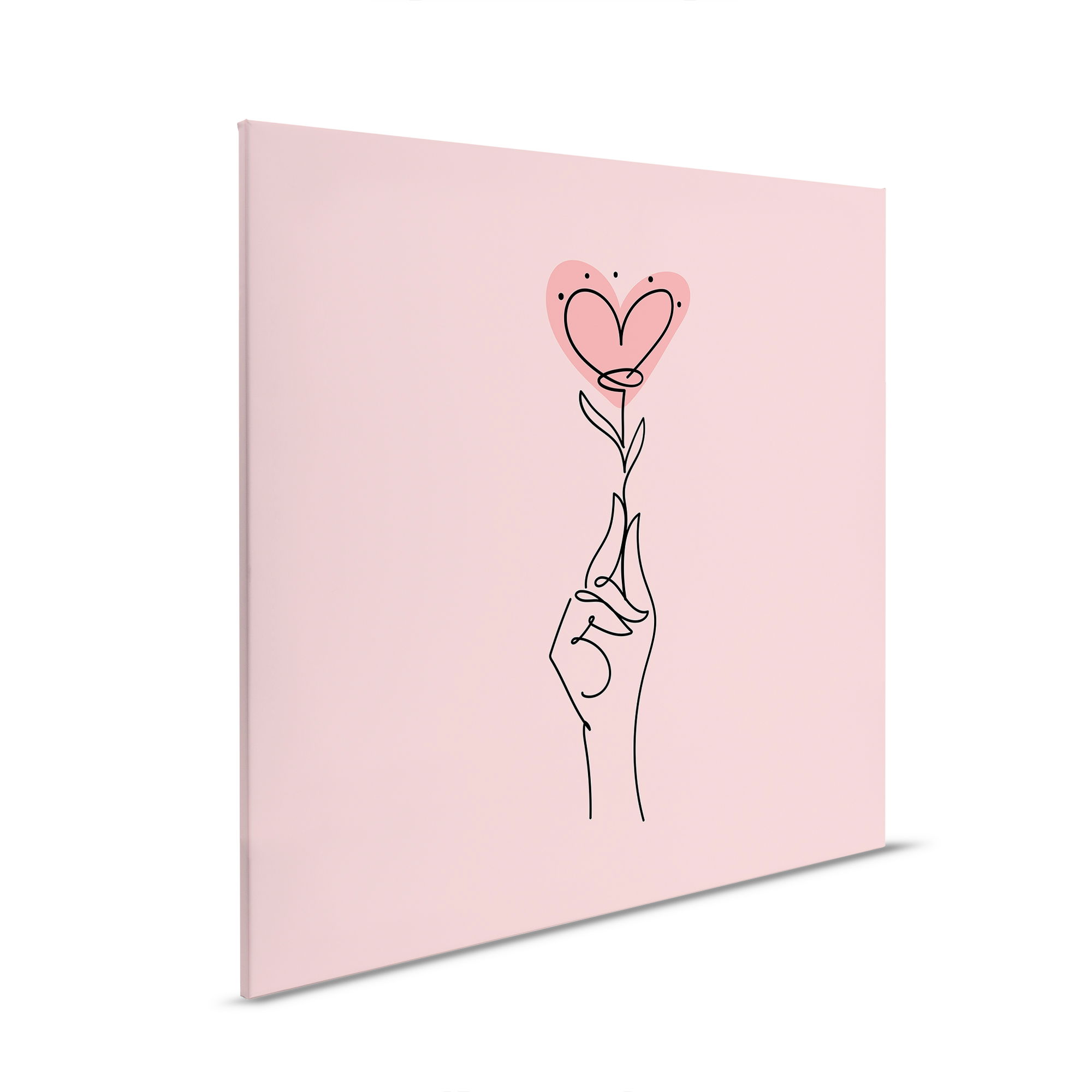         Leinwandbild Herzblume - Line Art mit romantischem Flair – 30 x 30 cm - Rosa, Schwarz
    