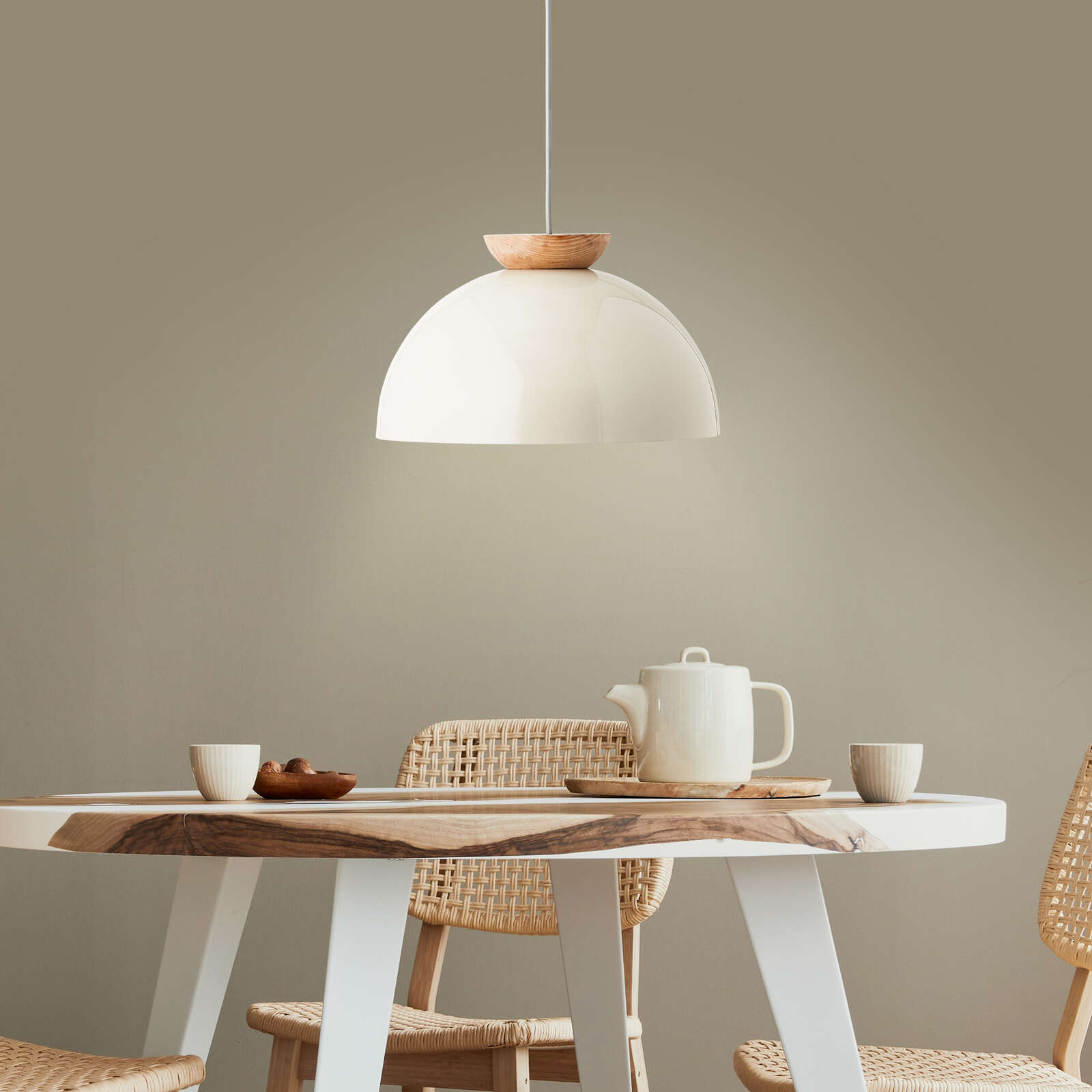             Pendelleuchte aus Holz - Lorena 1 – Beige
        