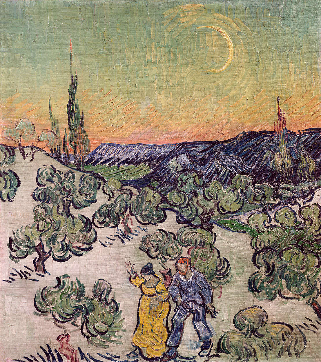             Fototapete 'Landschaft mit Fabriken im Mondlicht' von Vincent van Gogh
        