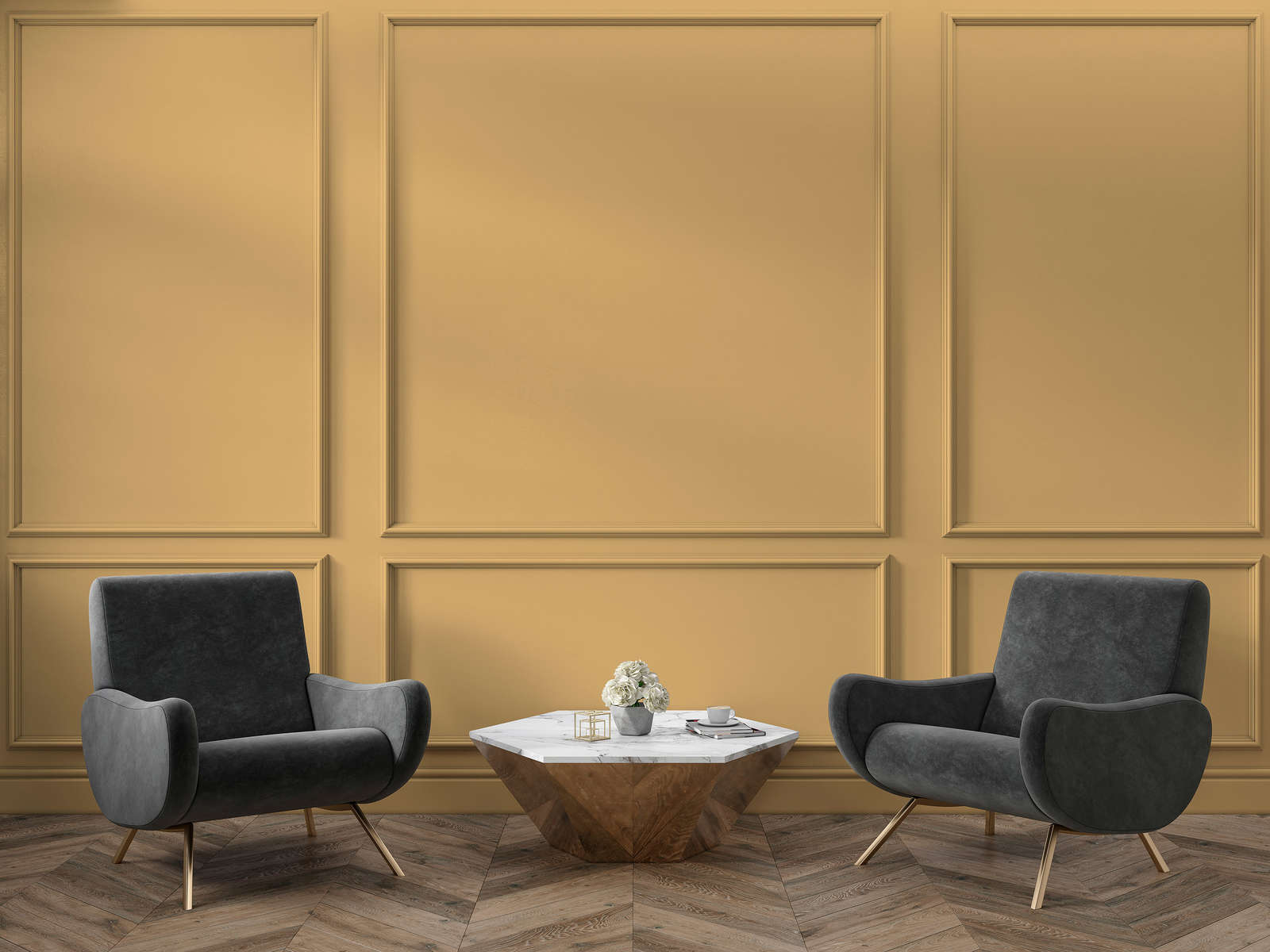             Premium Wandfarbe aufweckendes Senfgelb »Beige Orange/Sassy Saffron« NW811 – 1 Liter
        