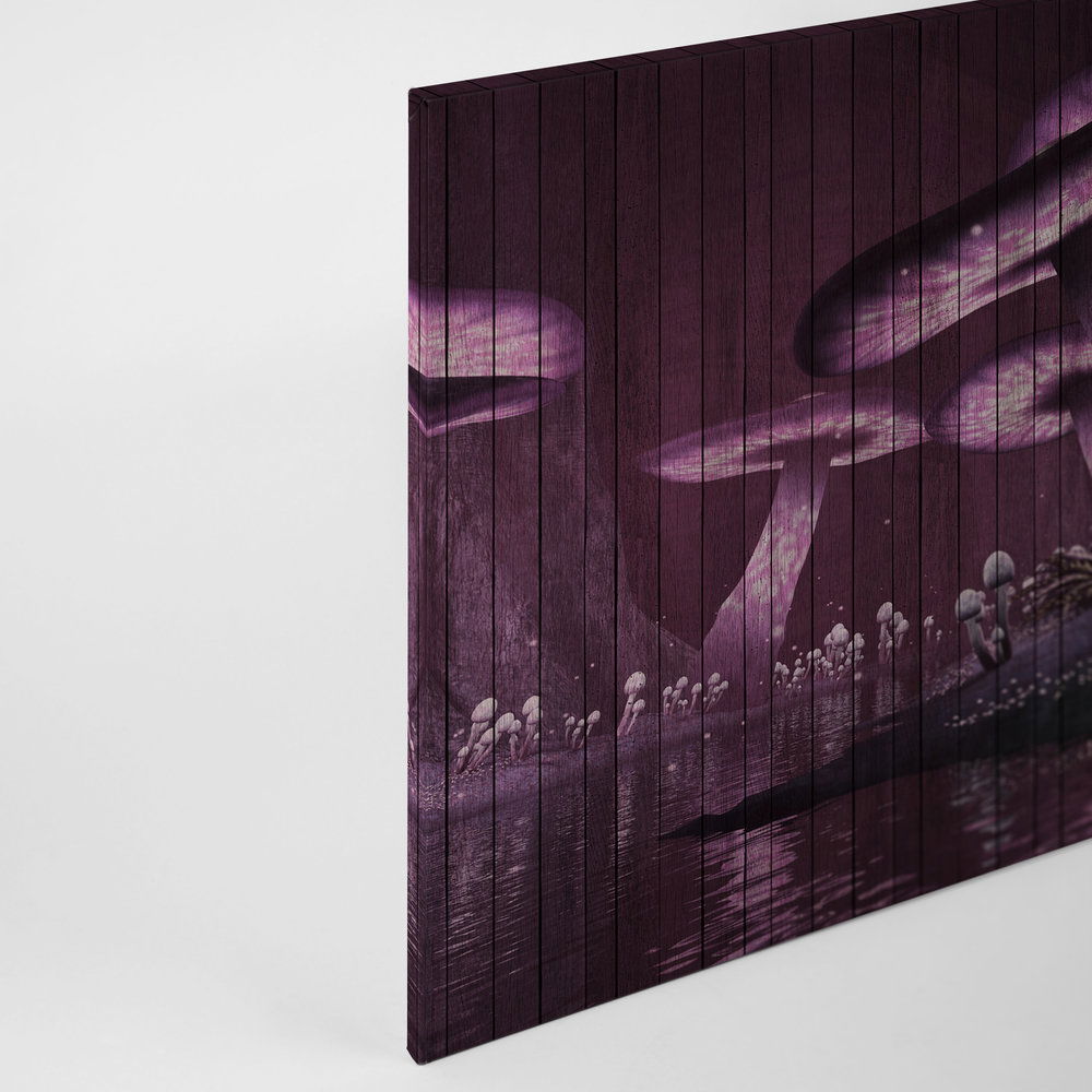             Fantasy 2 - Leinwandbild magischer Wald mit Holzpaneele Struktur – 0,90 m x 0,60 m
        