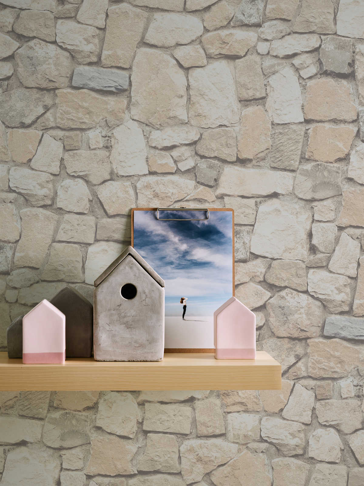             Zelfklevend behangpapier | natuursteenlook met 3D-effect - beige, crème
        