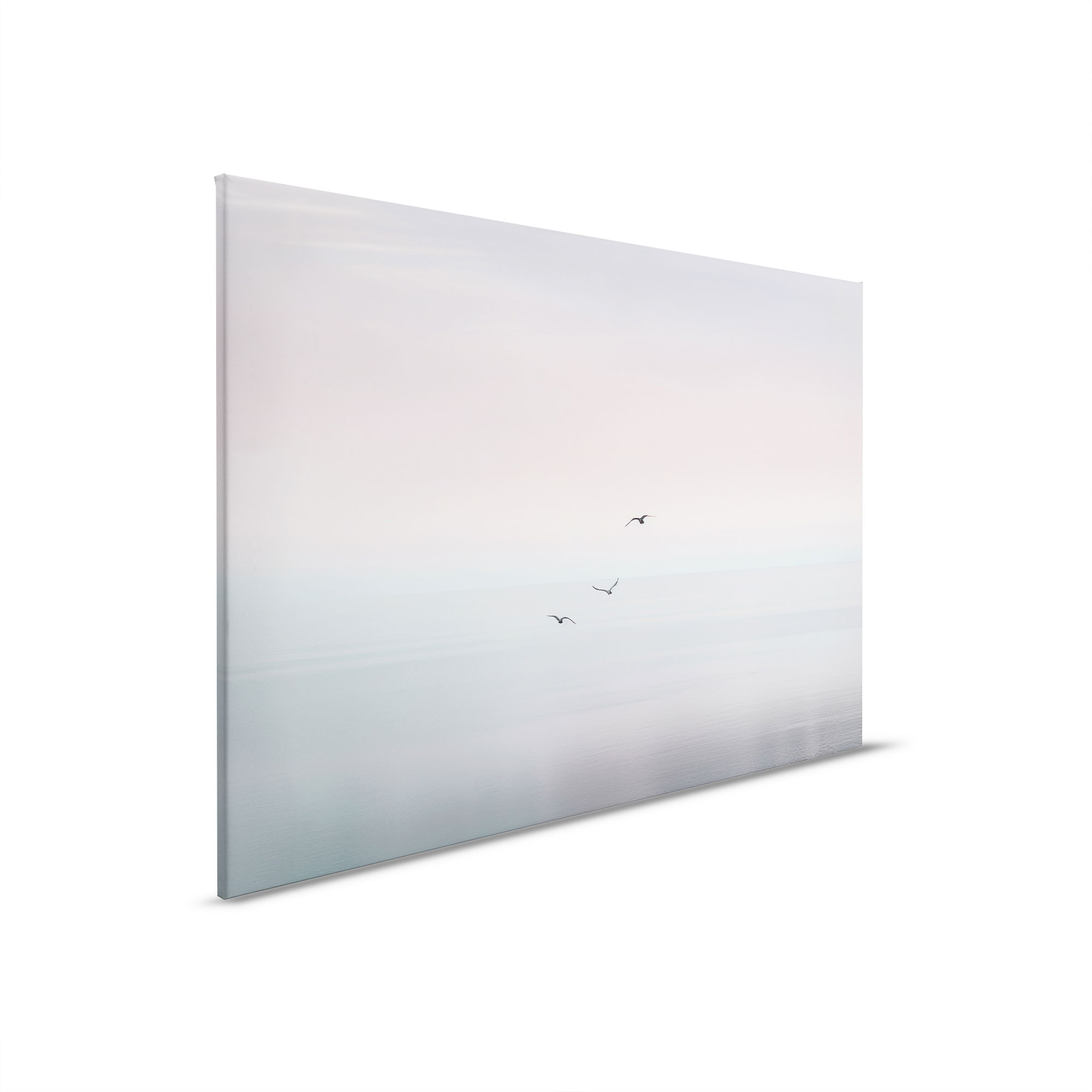         Doux horizon - toile pastel - 45 x 30 cm - Gris, Rose
    