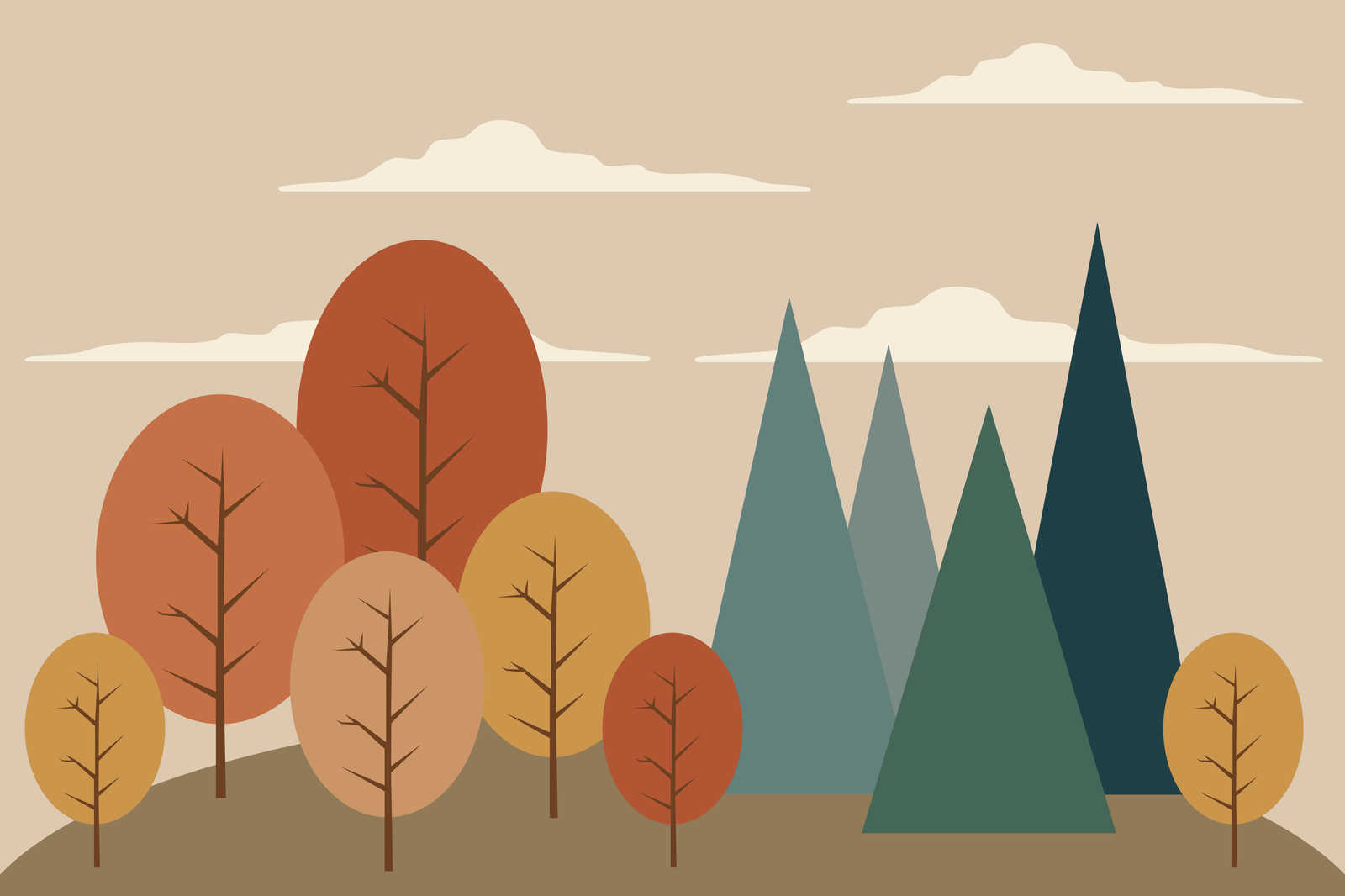             Canvas Betoverd Bos met Geometrische Vormen - 90 cm x 60 cm
        