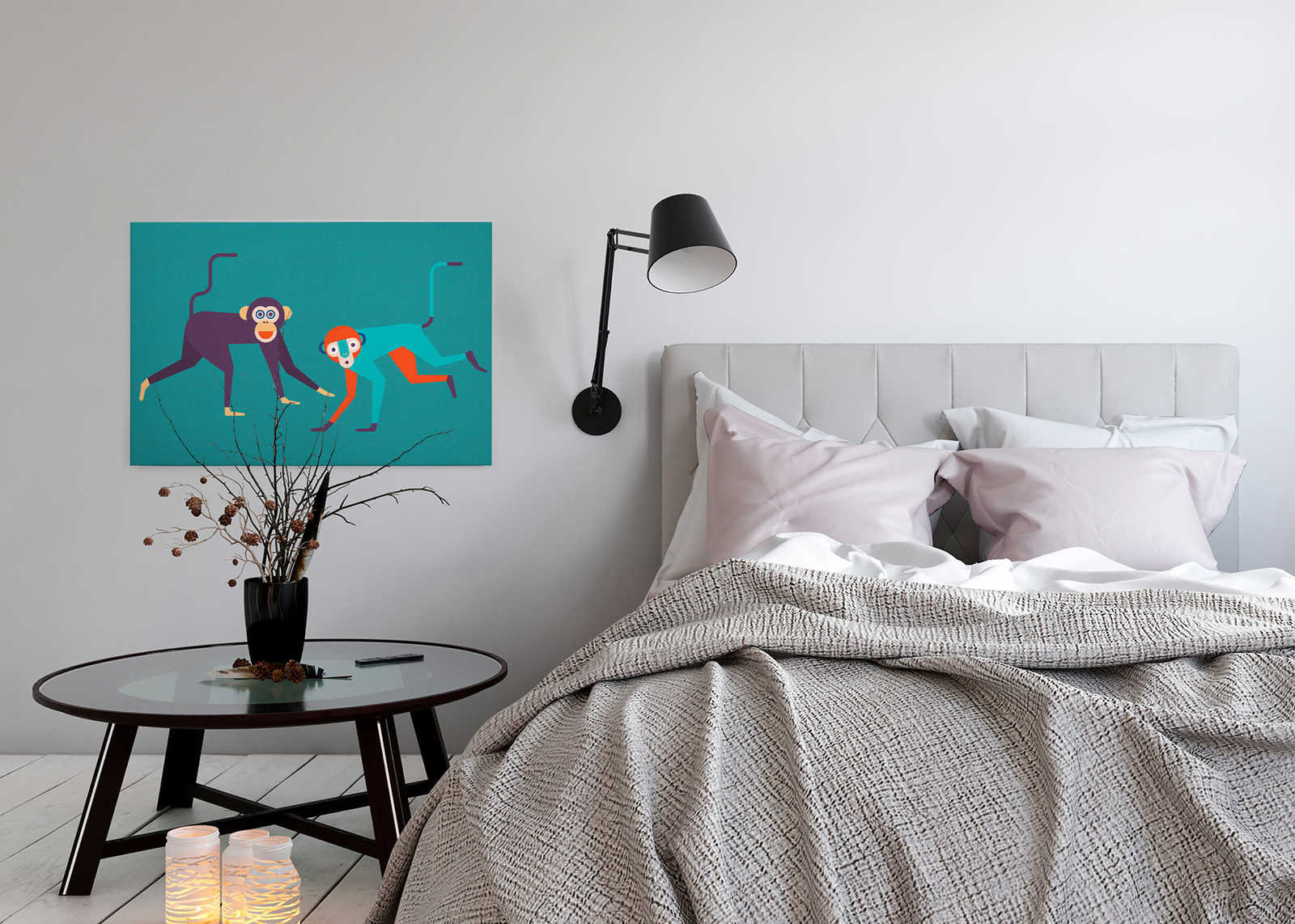             Monkey Business 1 - Leinwandbild in Pappe Struktur, Affen-Bande im Comic-Stil – 0,90 m x 0,60 m
        
