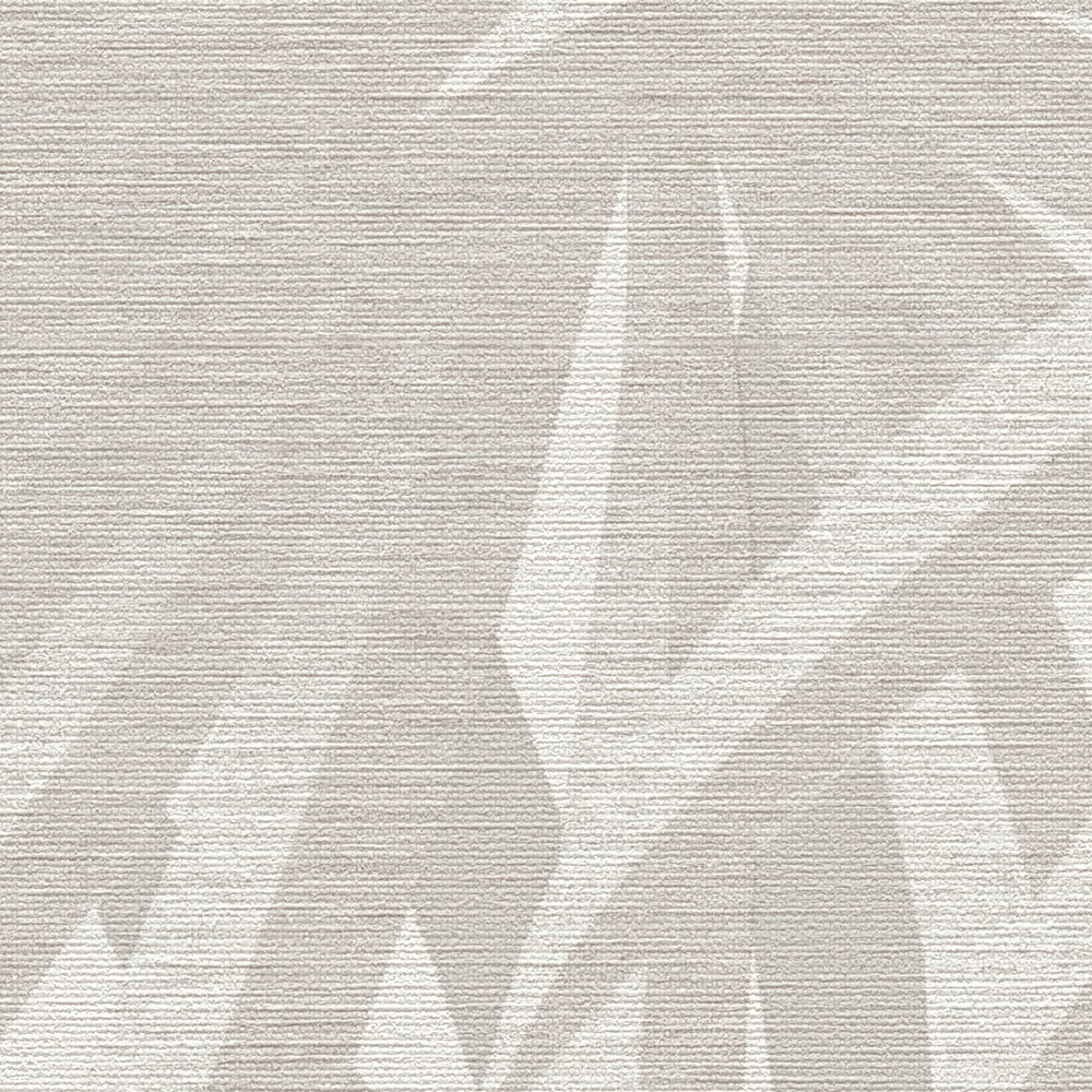             Vliestapete Blätterdesign mit Metallic-Glanz – Grau, Metallic, Weiß
        