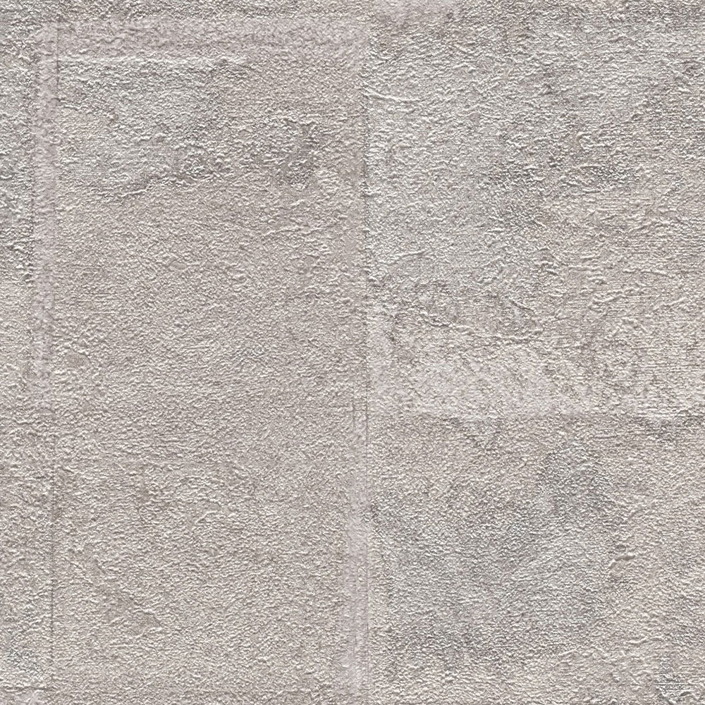             Vliestapete mit Kachelmuster und Patinaeffekt – Beige, Grau
        