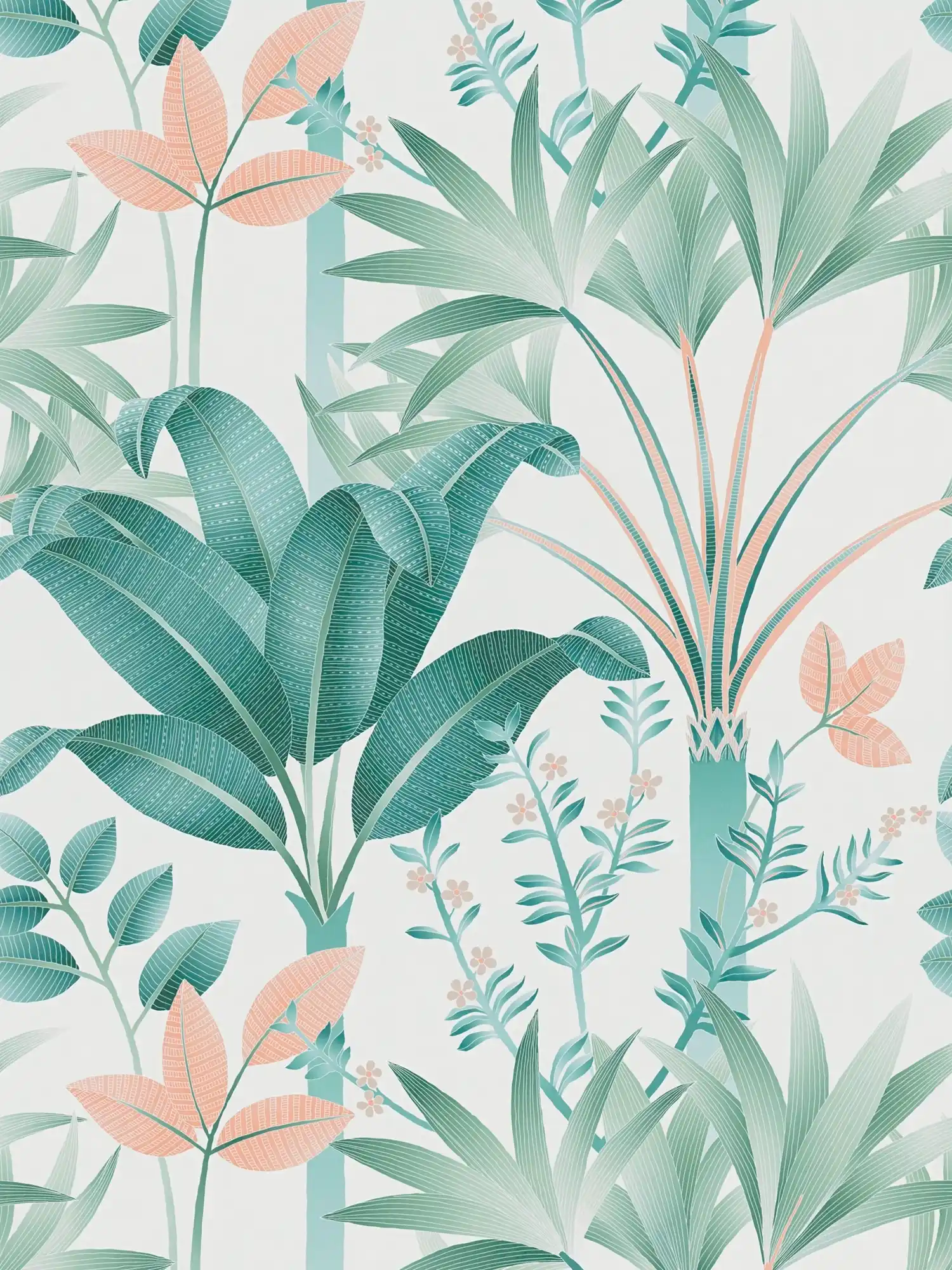         Vliestapete mit floralem Muster – Bunt, Grün, Weiß
    