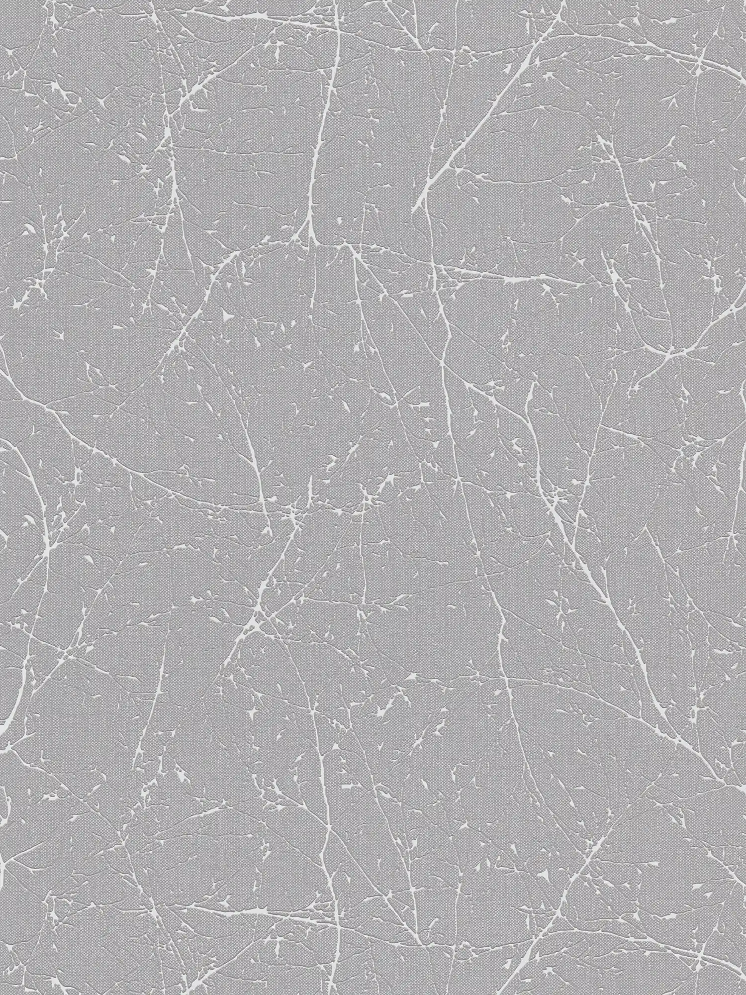 Florale Vliestapete mit Astmuster – Grau, Weiß