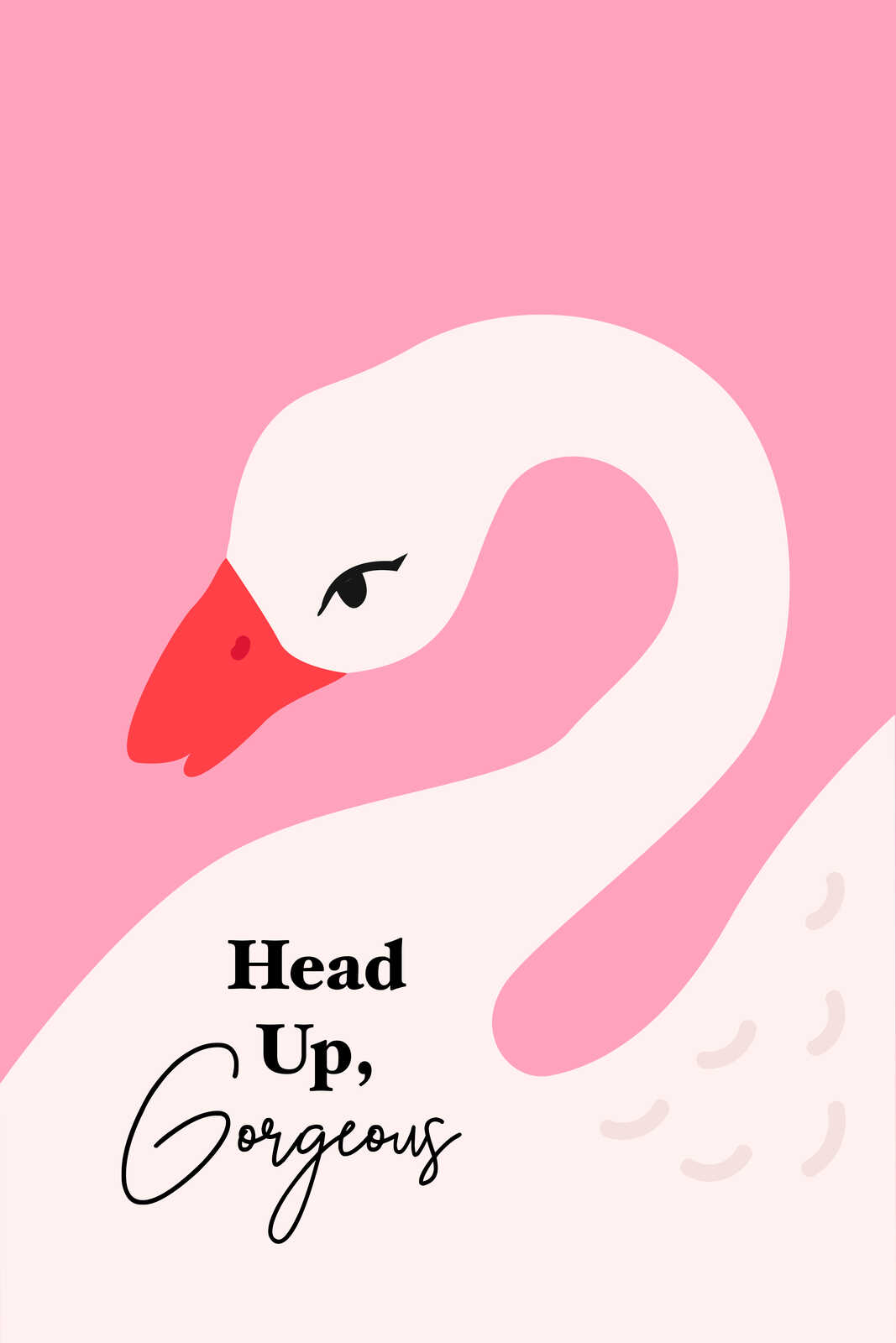 Head Up, Gorgeous - Inspirierende Schwan-Illustration auf Leinwand – 30 x 45 cm - Pink, Weiss
