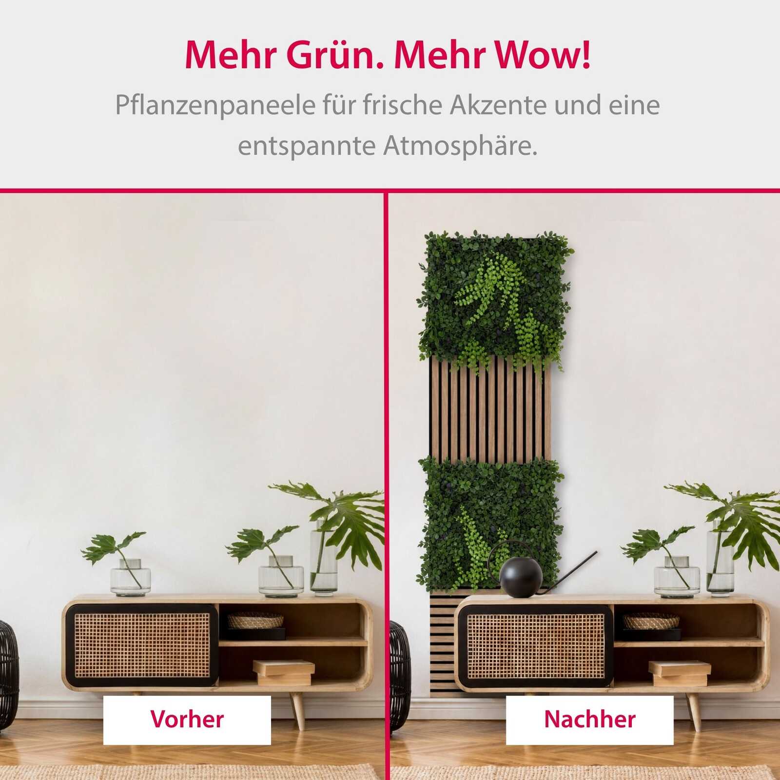 wohnzimmer, pflanzenwand, wandbegrünung, möbel, ton-in-ton