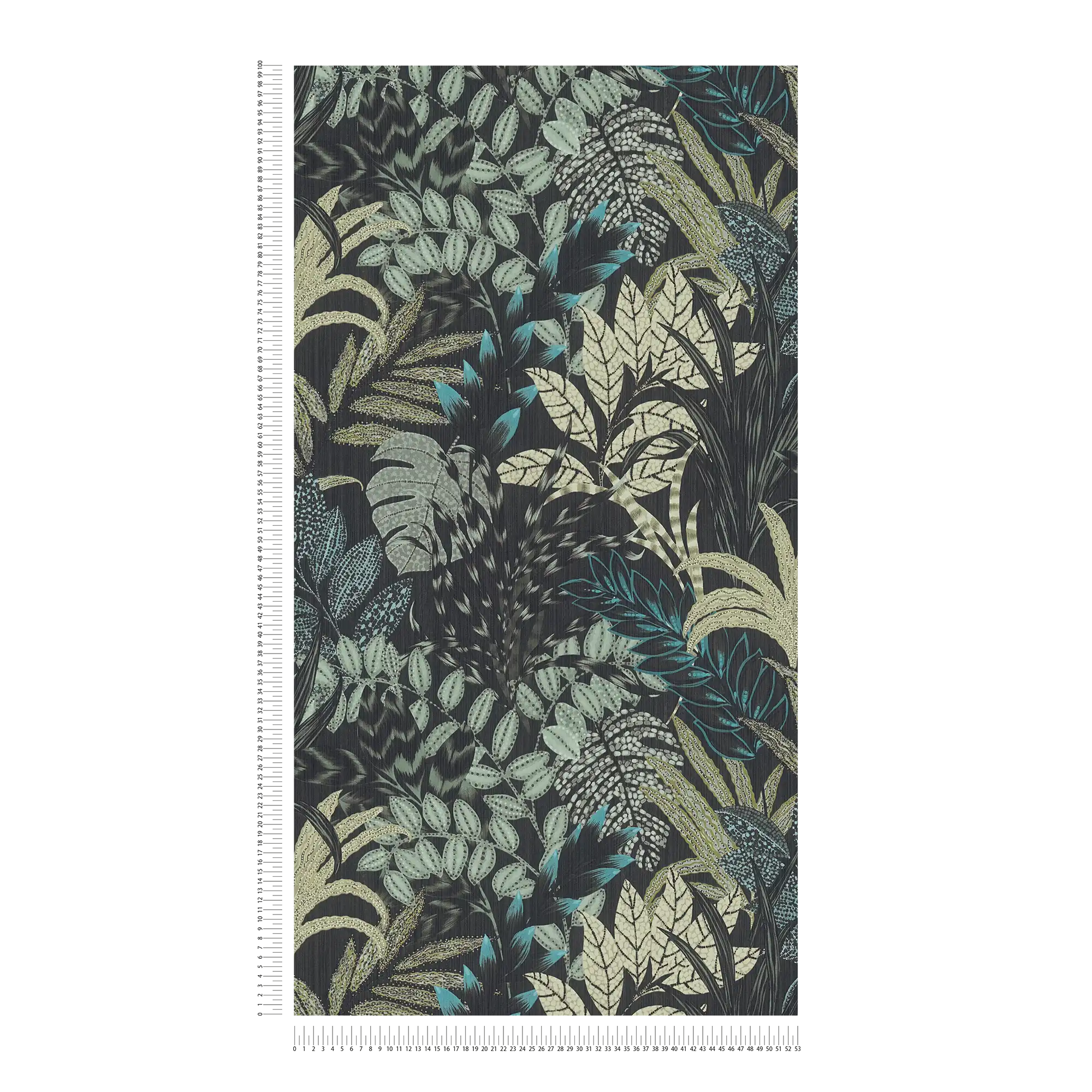             Nature pattern wallpaper with jungle design - green, black
        