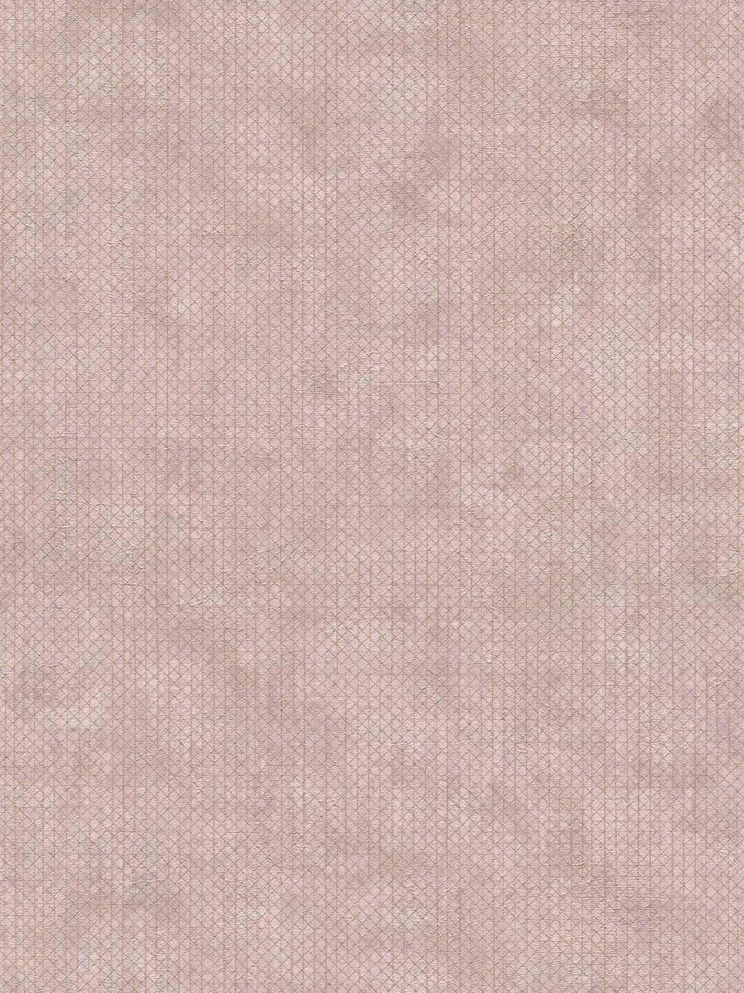         Papier peint vieux rose avec motif à lignes dorées - métallique, rose
    