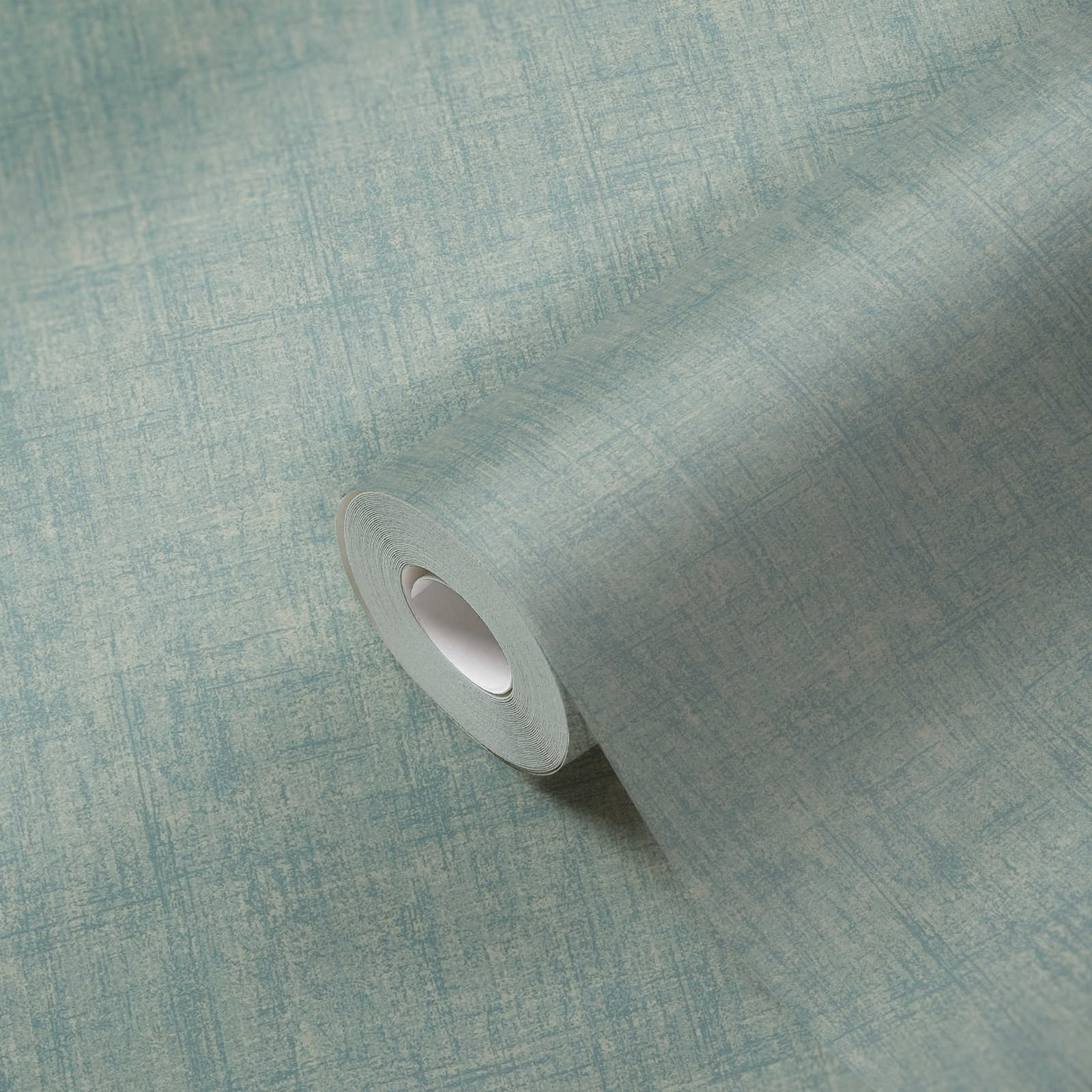             Wassergrüne Tapete, grobe Leinenoptik – Blau, Grün
        