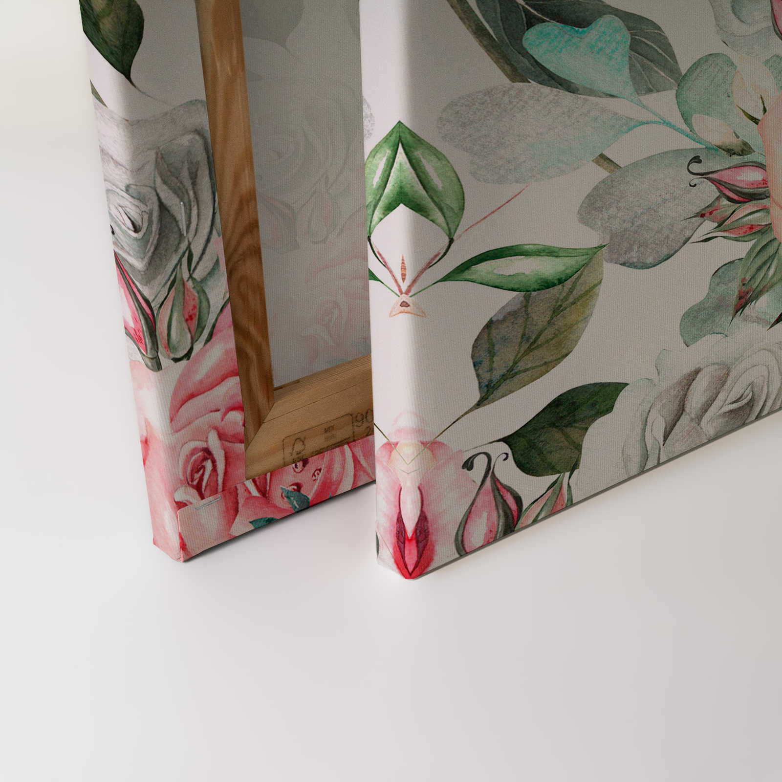             Vintage Leinwand mit Blumen & Vögeln – 0,90 m x 0,60 m
        