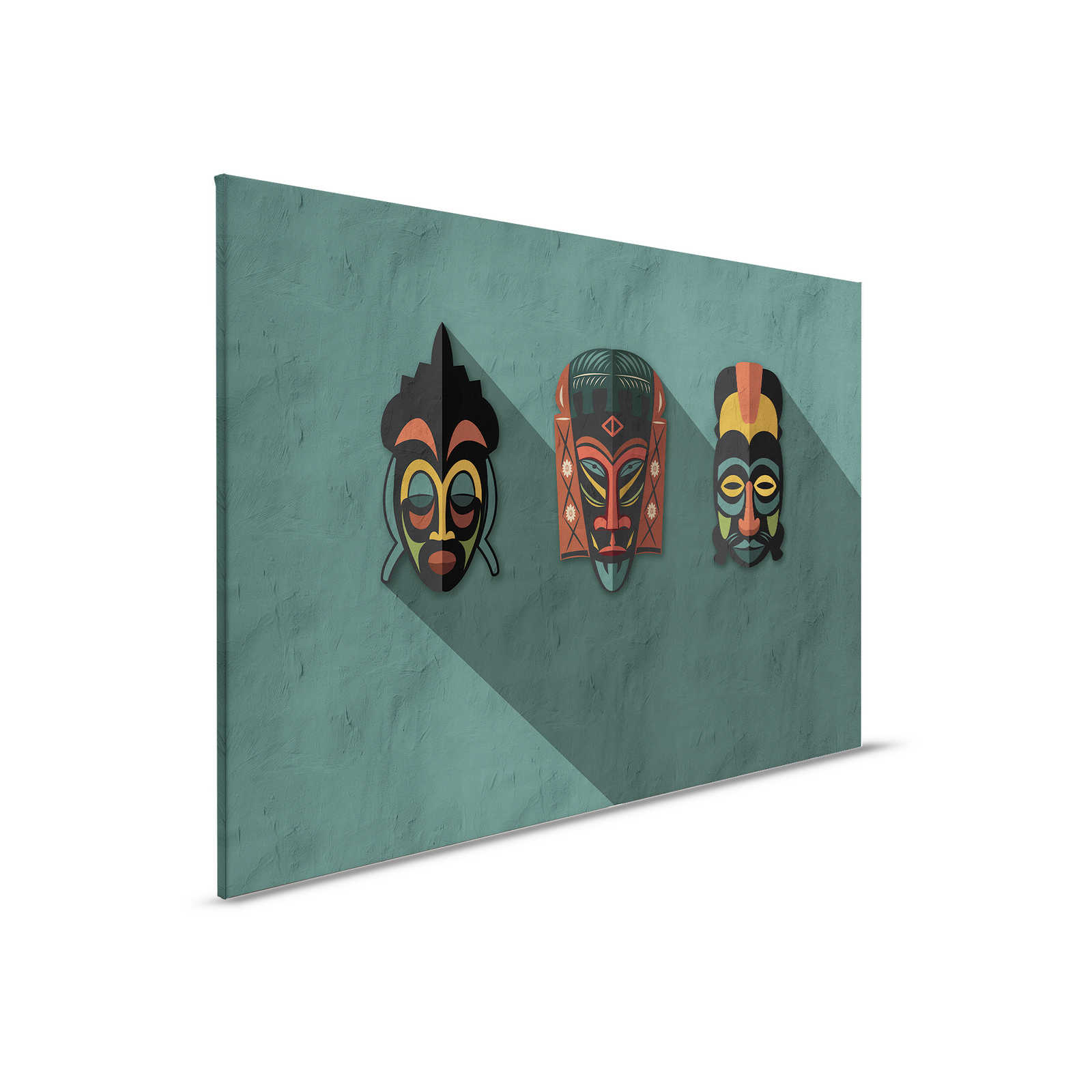         Zulu 3 - Canvas schilderij Petrol Afrika Maskers Zulu Design - 0,90 m x 0,60 m
    