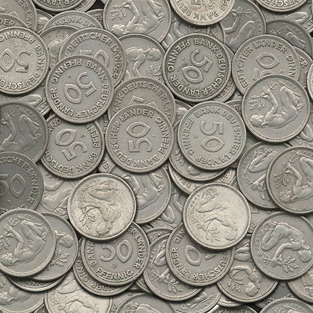         Papier peint penny argenté avec patine & effet 3D
    