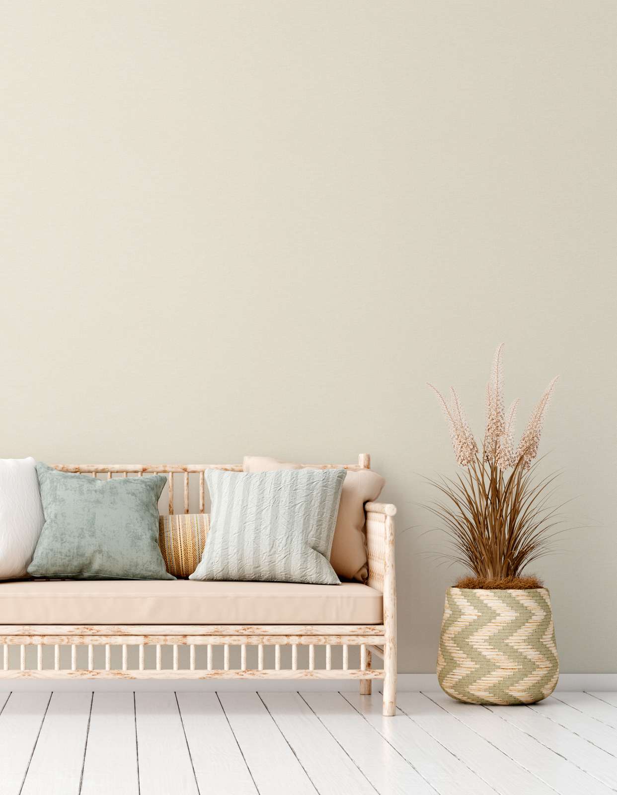 Sofa, Couch, Rattan, Kissen, Pflanze
