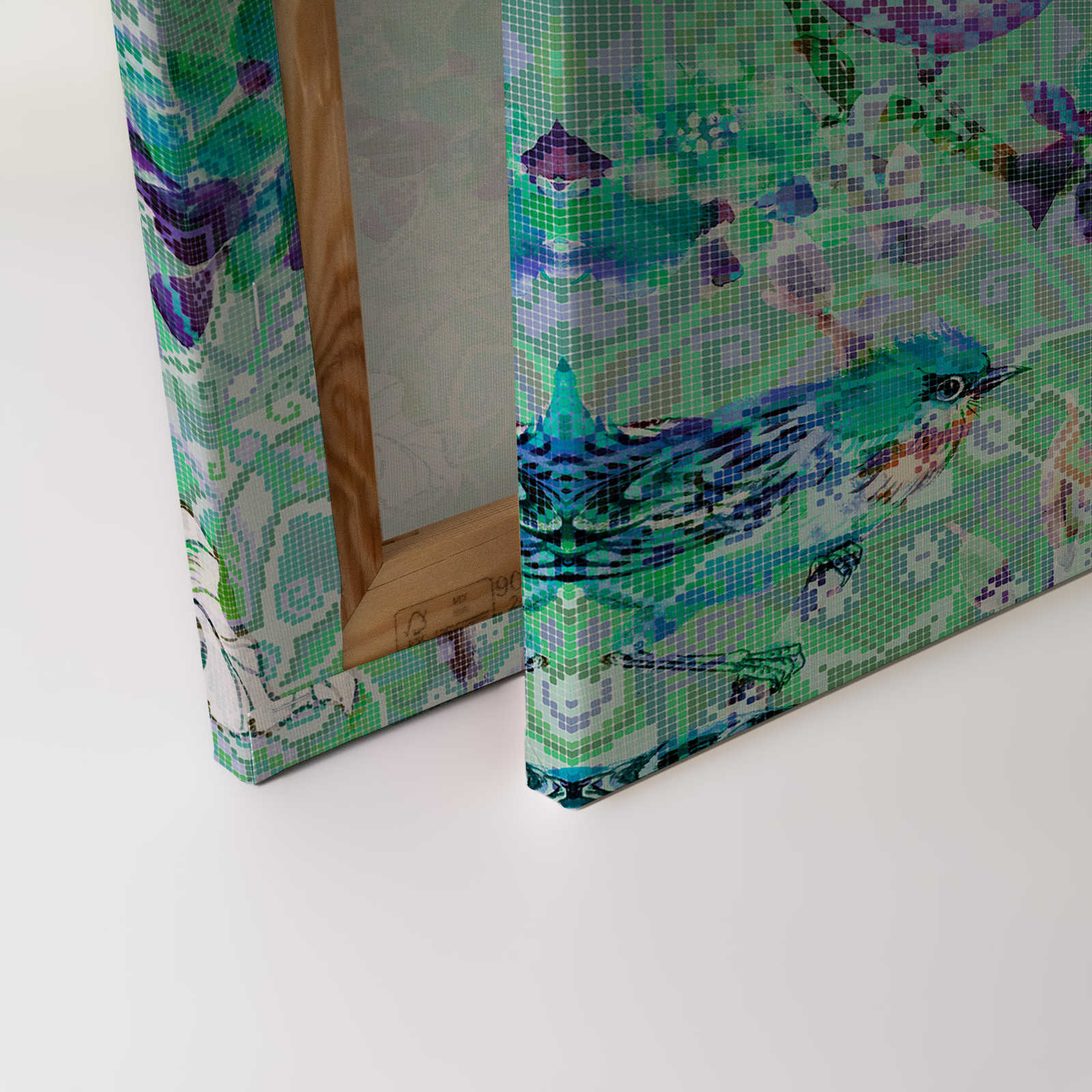 Vogel Leinwandbild mit Mosaik Muster | mosaic birds 3 – 0,90 m x 0,60 m