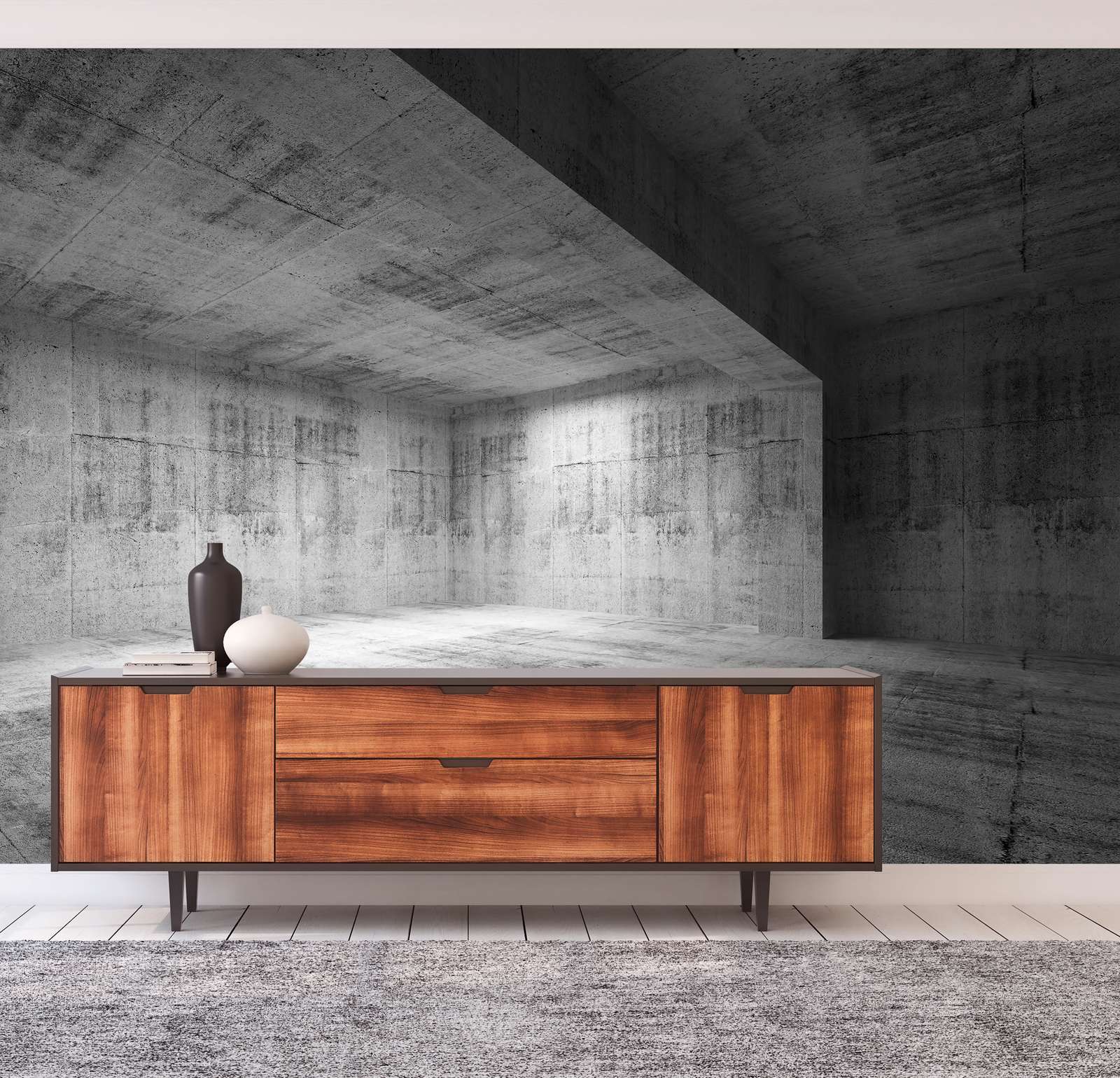 Sideboard, Holzschrank, Mid-century, Walnuss-Finish, Moderne Möbel