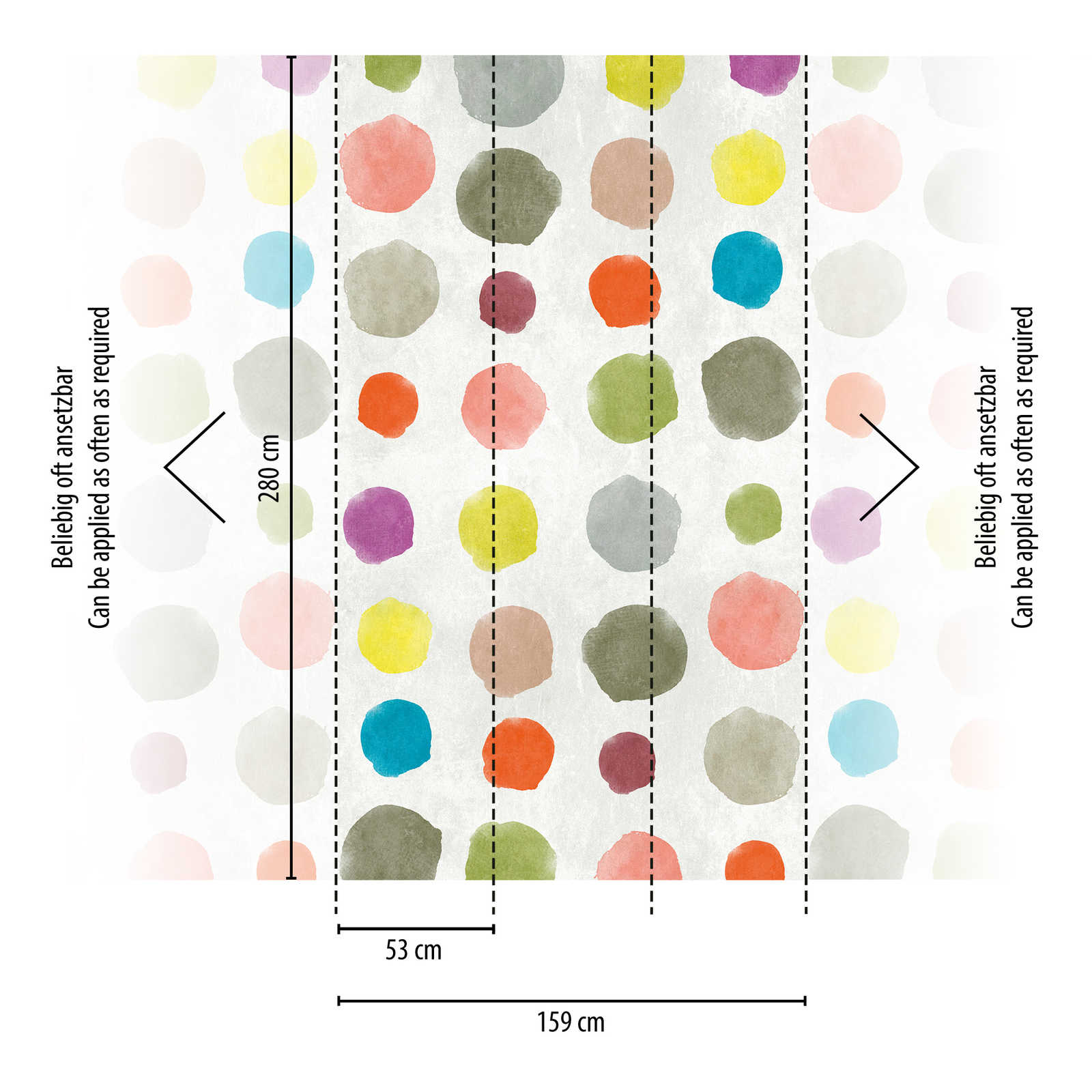             behang nieuwigheid | motief behang kleurrijke stippen in aquarel & used look
        