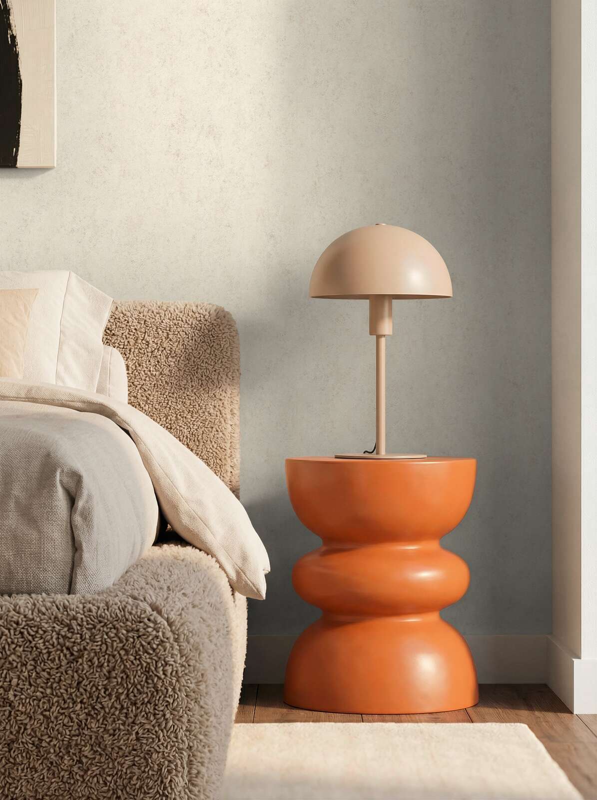 Nachttischlampe, Tischlampe, Lampe, Keramikton, orange