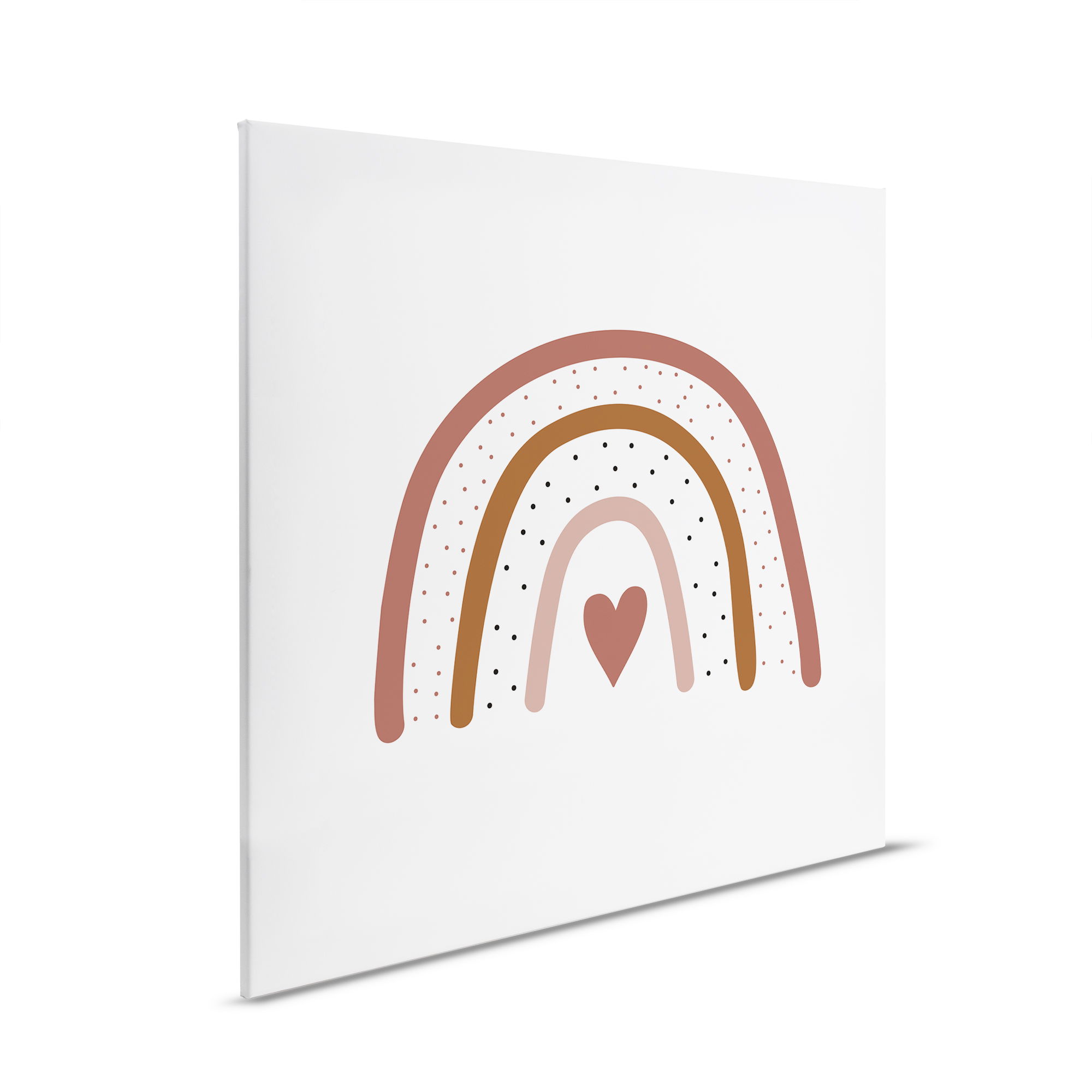         Kinderkamer canvas schilderij Regenboog van harten - Kinderlijk motief in zachte kleuren - 30 x 30 cm - Wit, Bruin
    