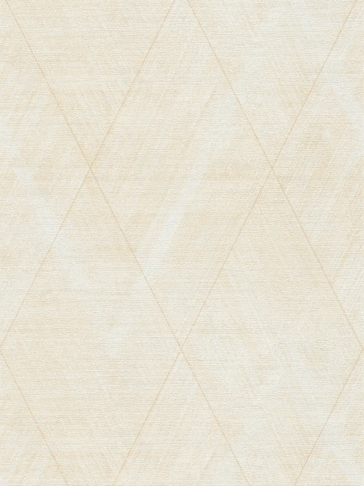 Rauten Tapete mit Textiloptik – Metallic, Creme, Gelb