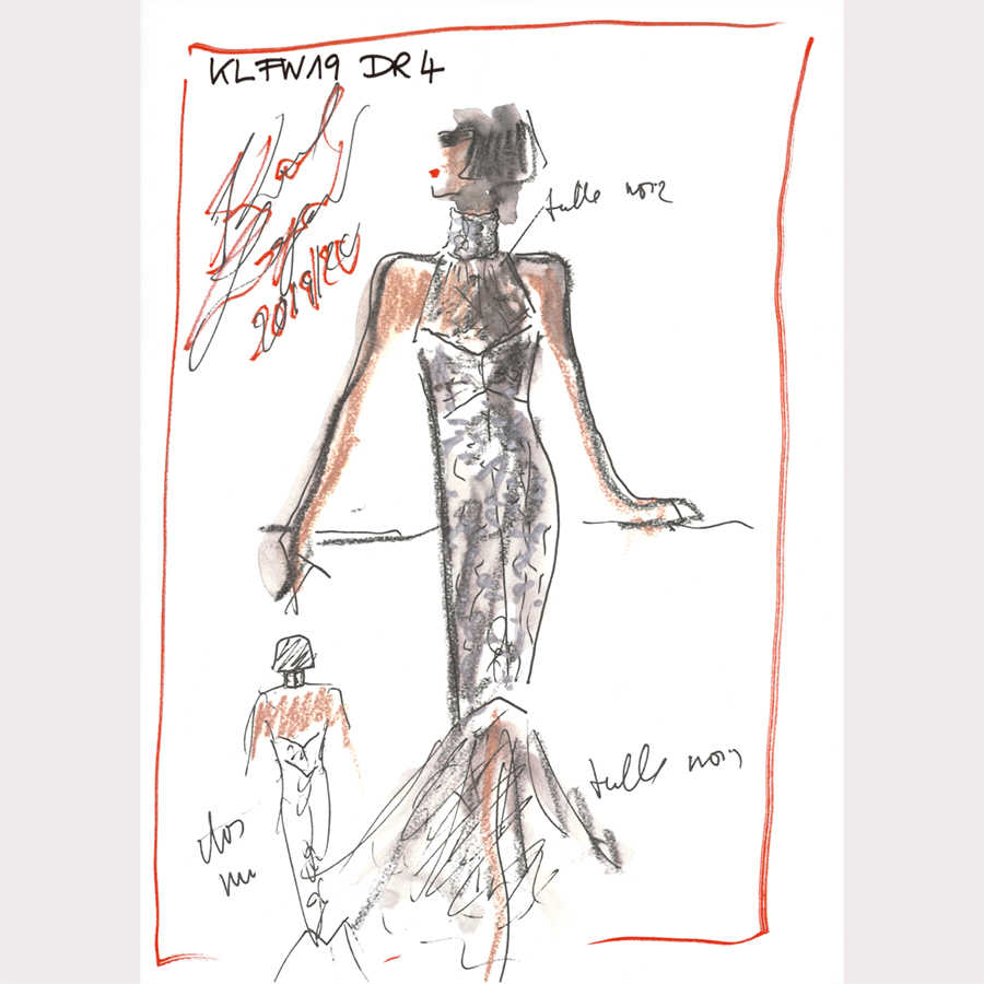         Karl LAGERFELD photo wallpaper fashion illustration evening dress
    