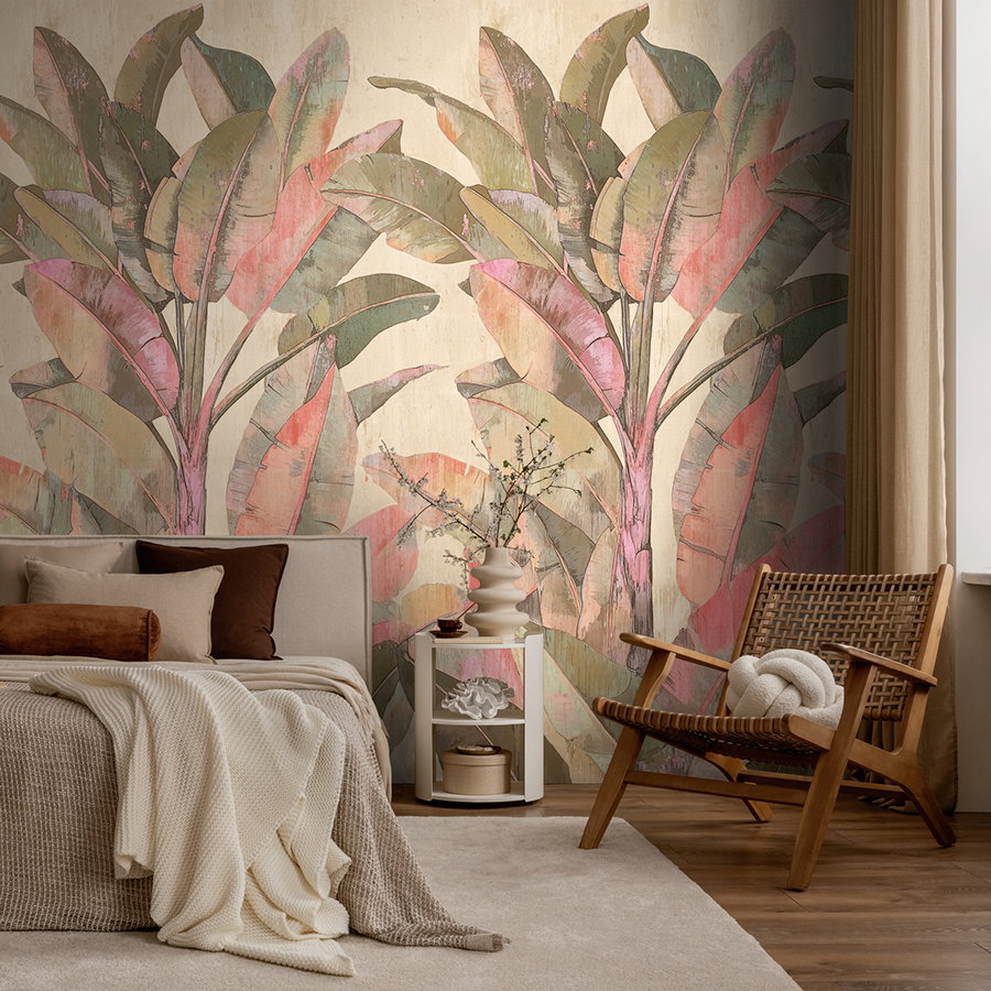 Wandtapete, Pflanzenmuster, Vintage-Look, Wohnzimmer, Raumgestaltung