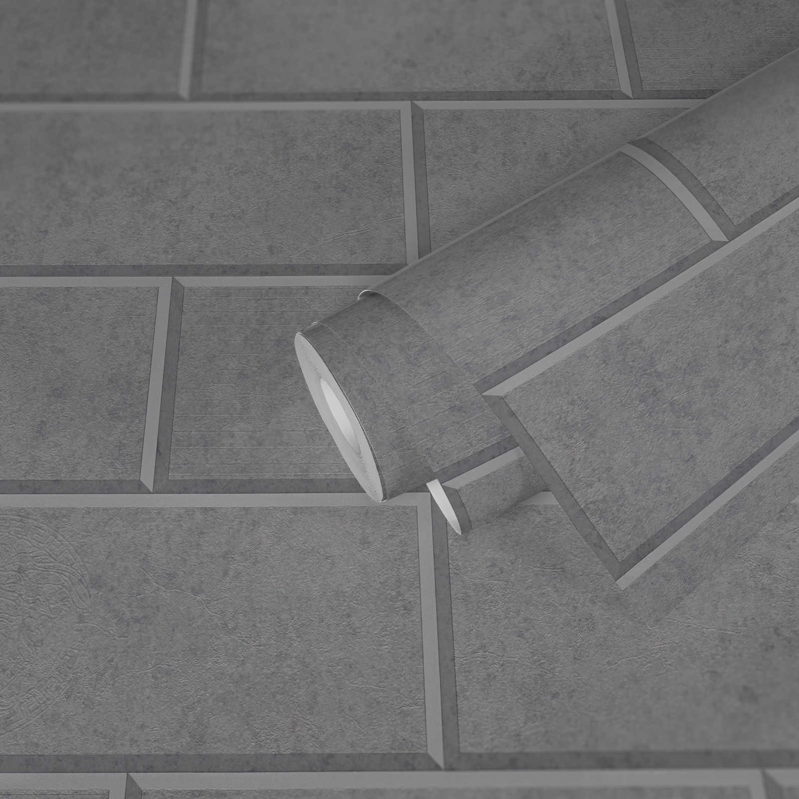 Tapete 3D Steinwand Design mit Betonsteinen – Grau