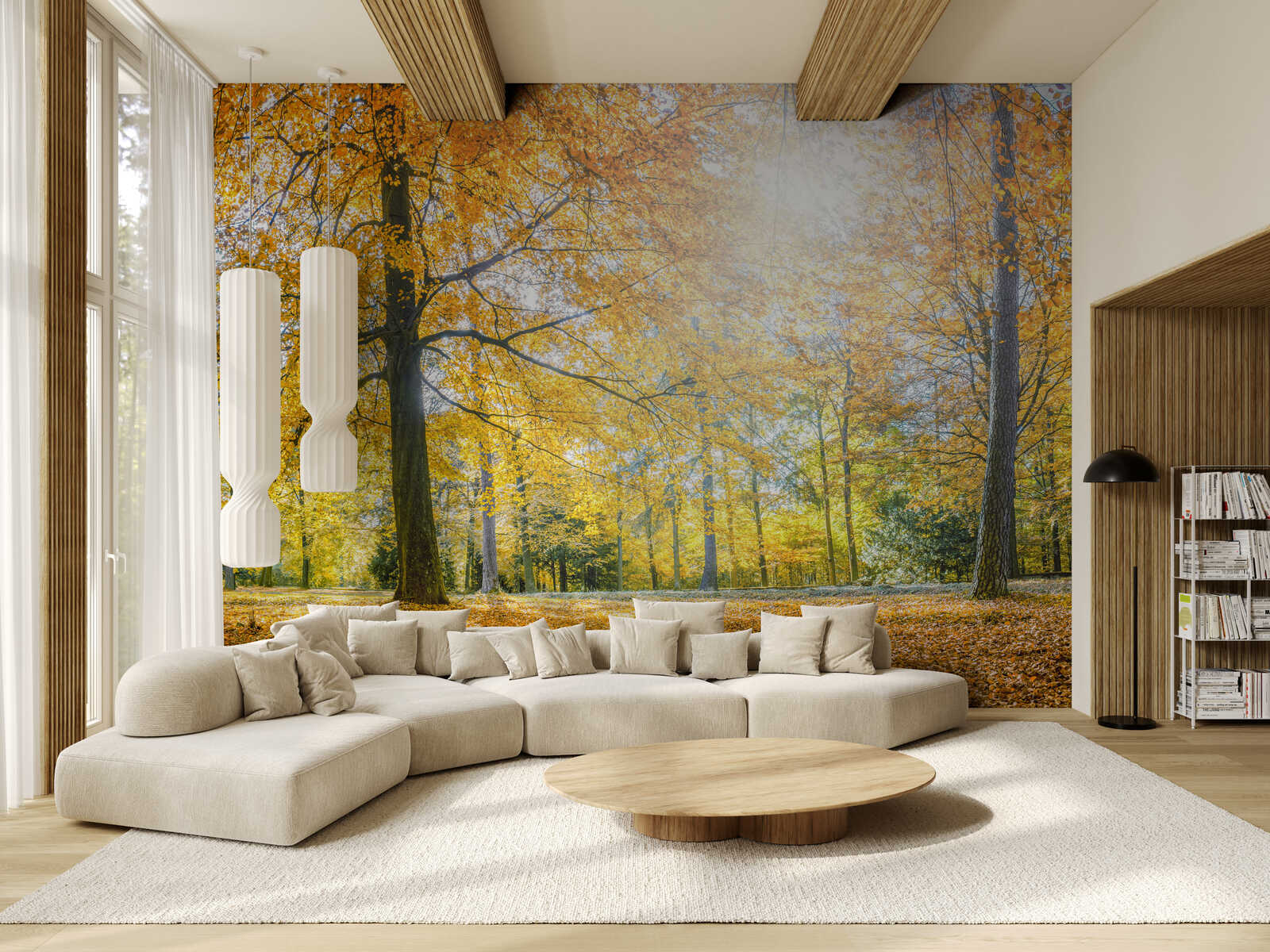 Wandtapete, Naturwald-Motiv, Kunstwand, Wohnzimmer, Schnurrendes Sofa