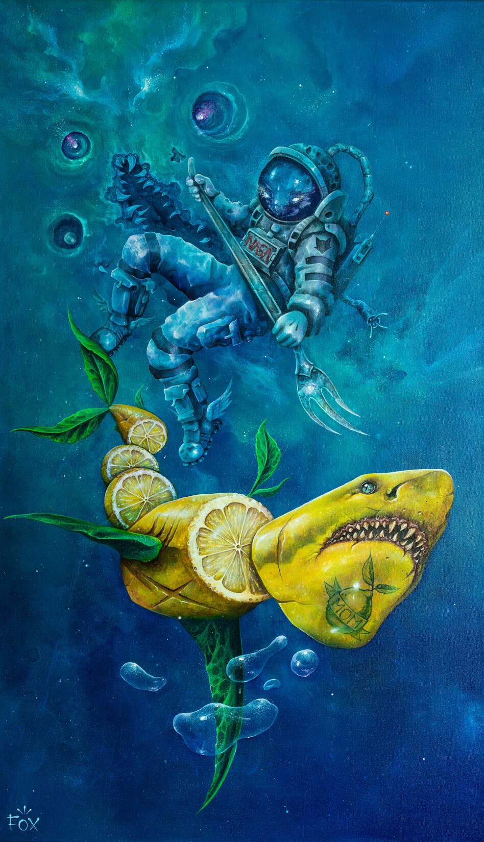 Astronaut, Taucher, Hammerhai, Hai, Unterwasser-Szene