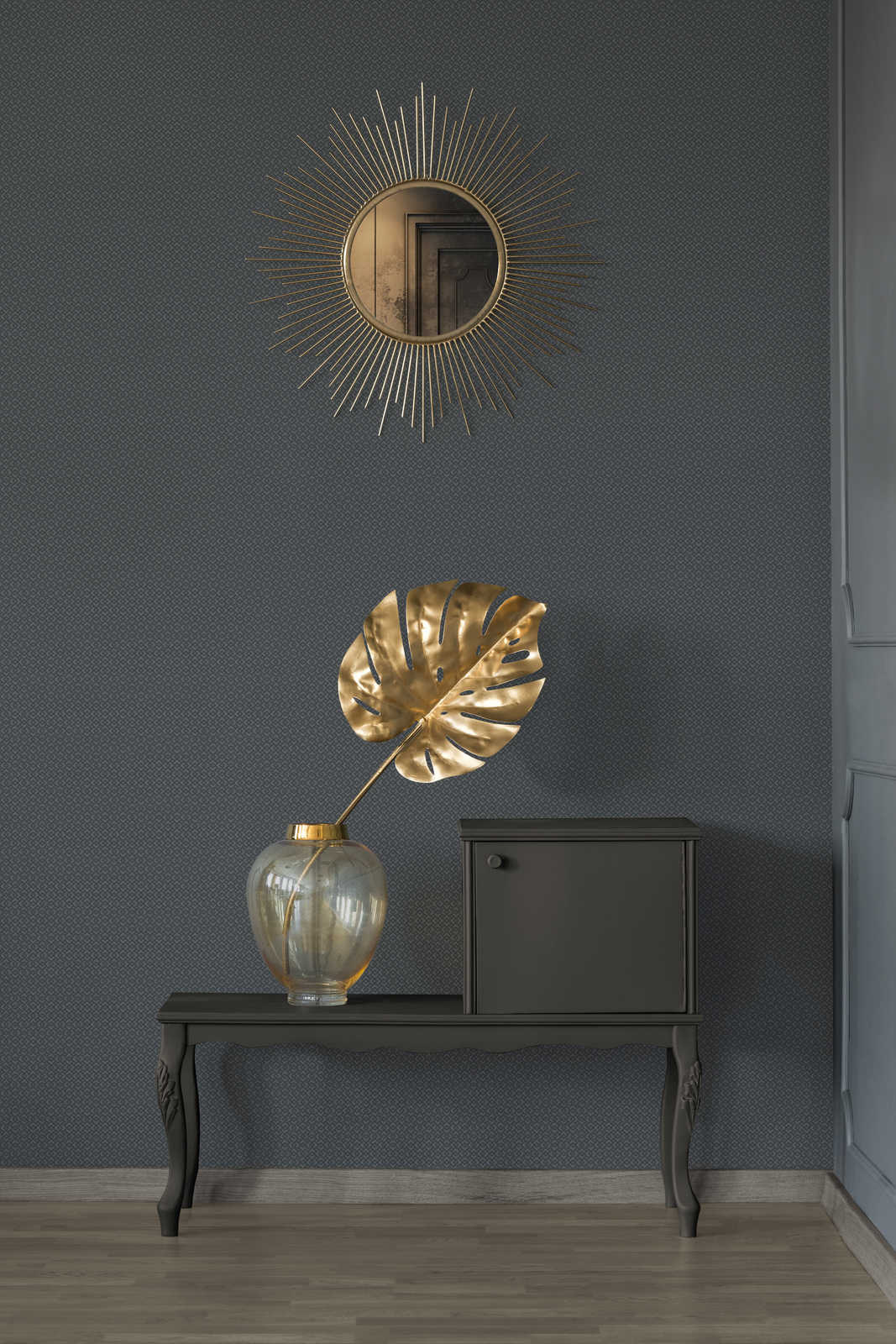             Tapete mit Metallic Akzent & Retro Muster – Schwarz
        