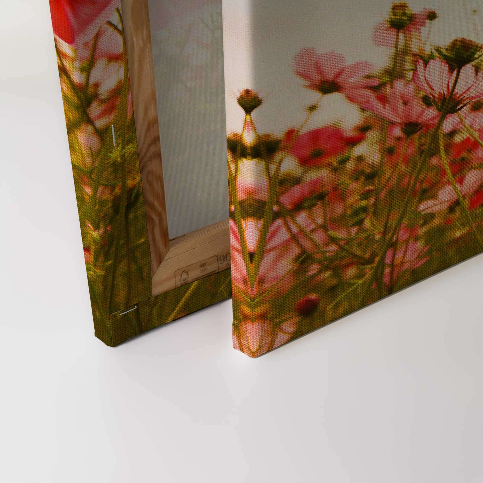             Leinwand mit Blumenwiese im Frühling | rosa, grün, weiß – 0,90 m x 0,60 m
        