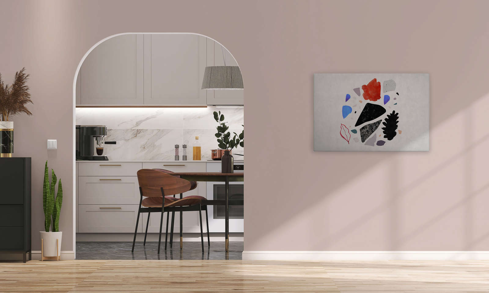             Terrazzo 3 - Aquarell Terrazzo Wanddeko als Leinwandbild - Löschpapier Struktur – 0,90 m x 0,60 m
        