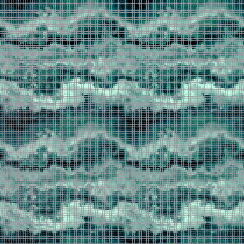             Mosaic 2 - Mosaïque Batik comme point fort Papier peint panoramique - vert, turquoise | Premium intissé lisse
        