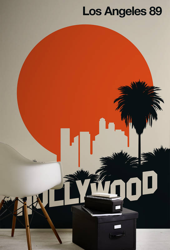Wandbild, Sonnenuntergang, Los Angeles, Schattenriss, Palme