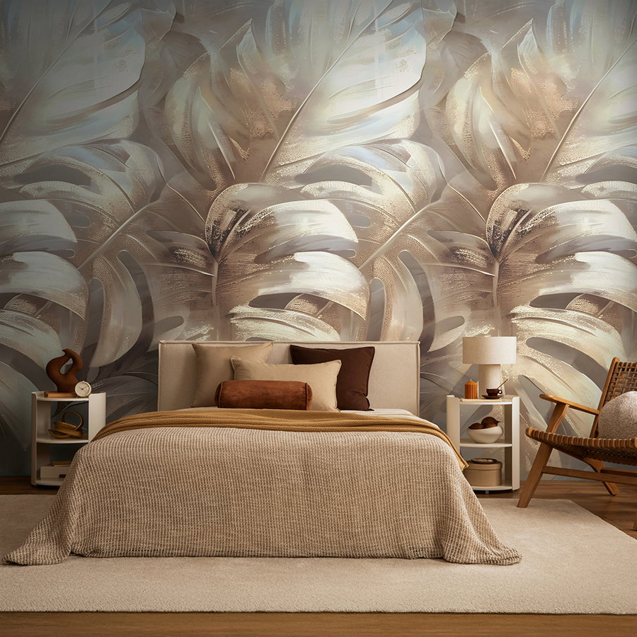 bett, bettzimmer, wandtapete, tagesdecken, deko