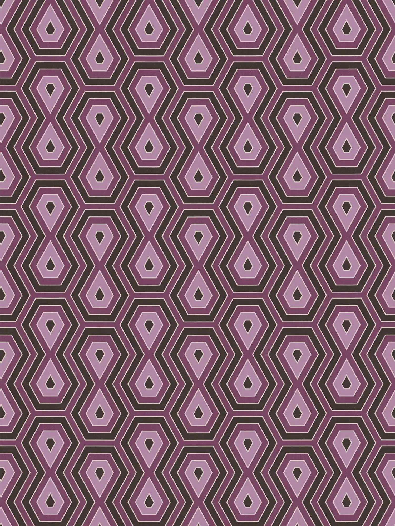         Pattern wallpaper purple & old pink with graphic retro design - purple, black
    