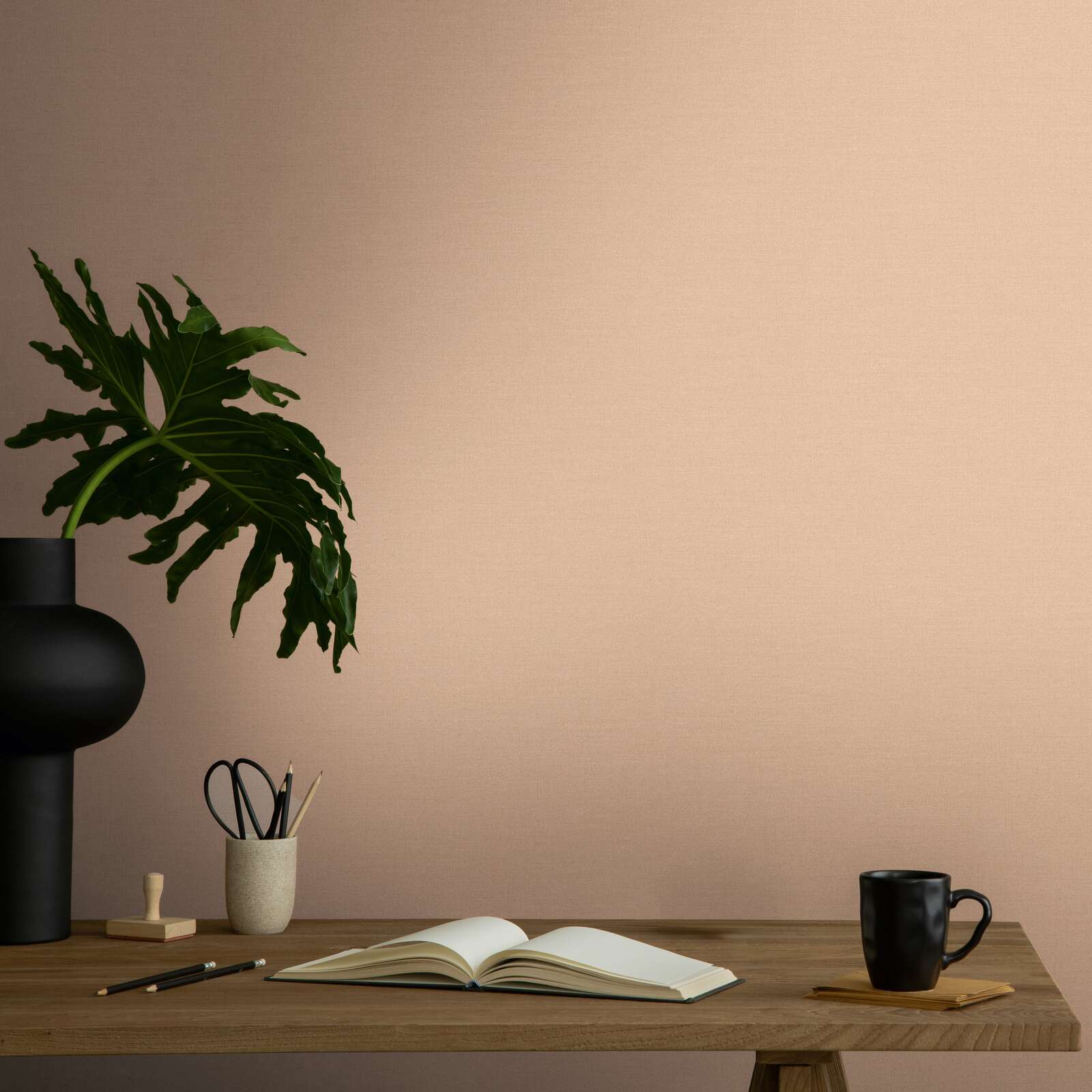 pflanze, tisch, notizbuch, kaffee tee, schreibtischzubehör