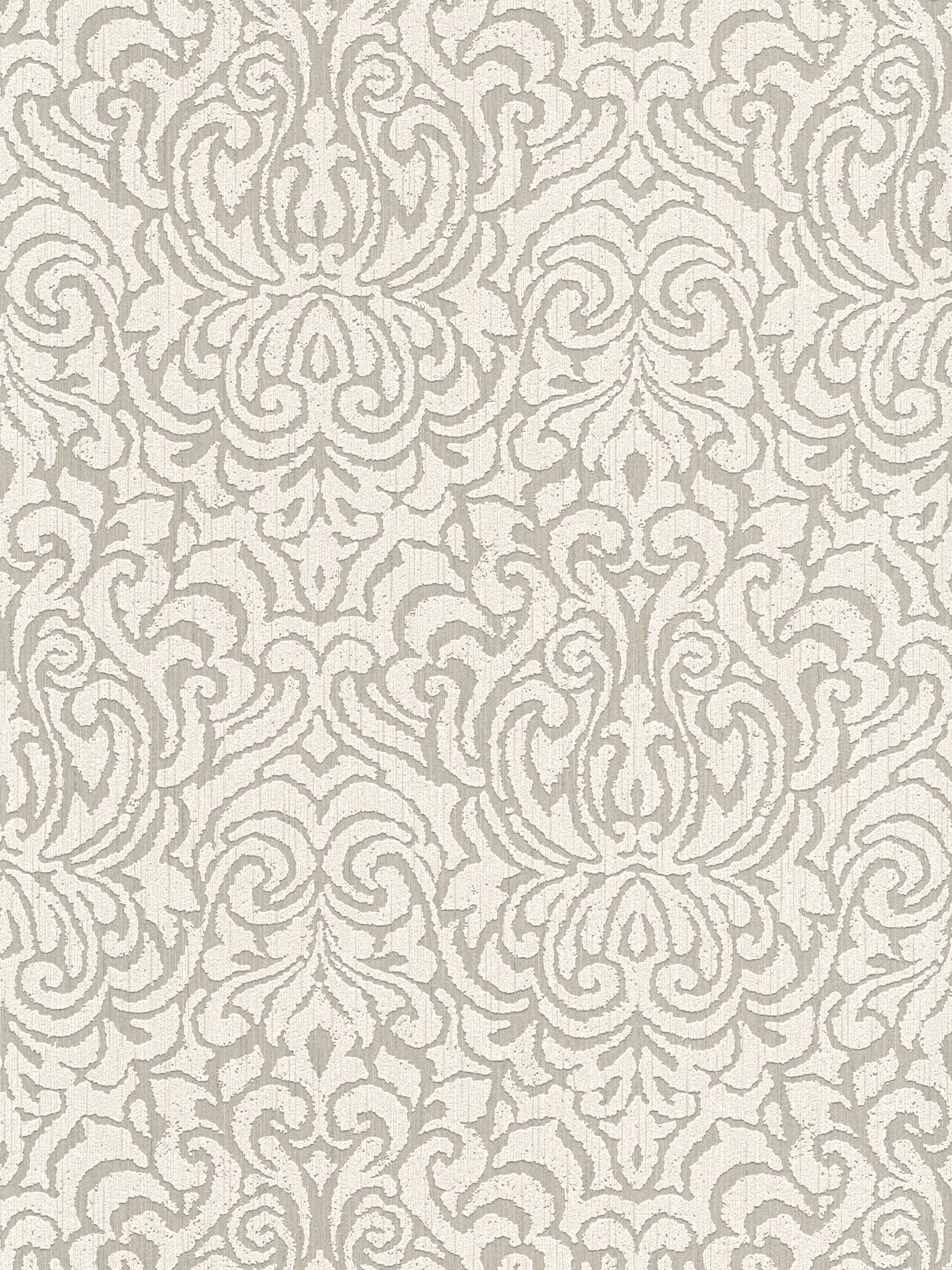             Ornament Tapete Barock im Used Look Shabby Chic – Beige, Creme
        