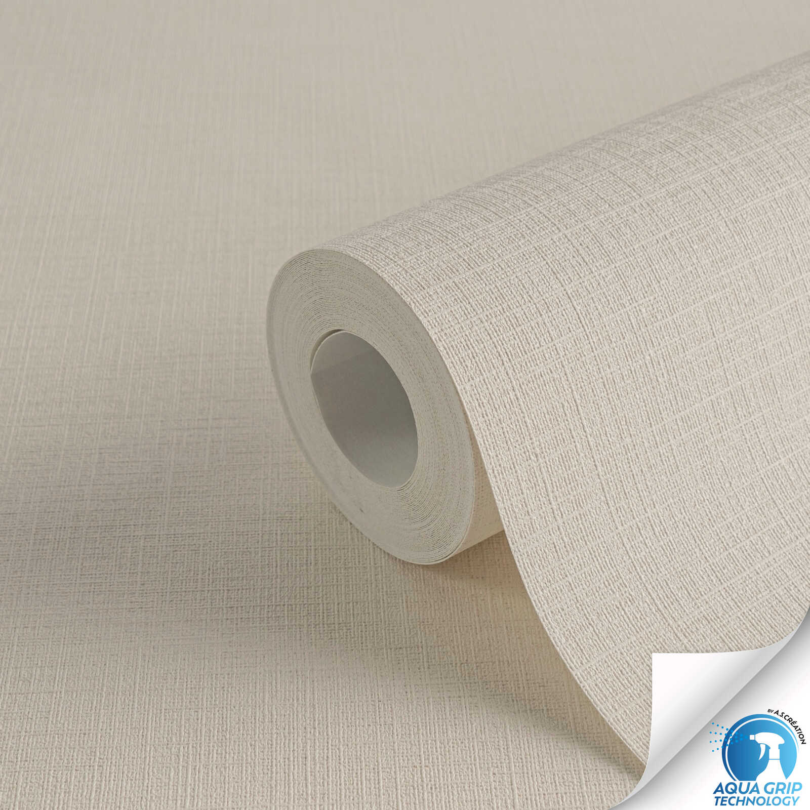         Light-coloured and plain non-woven wallpaper with a fine textile surface texture - Water. Fix. Ready. - Cream
    