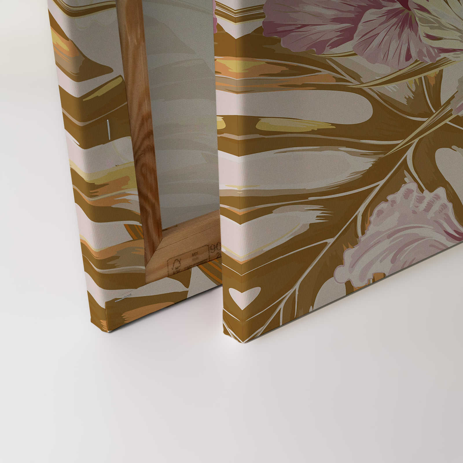             Leinwand Flamingo und tropischen Pflanzen – 0,90 m x 0,60 m
        