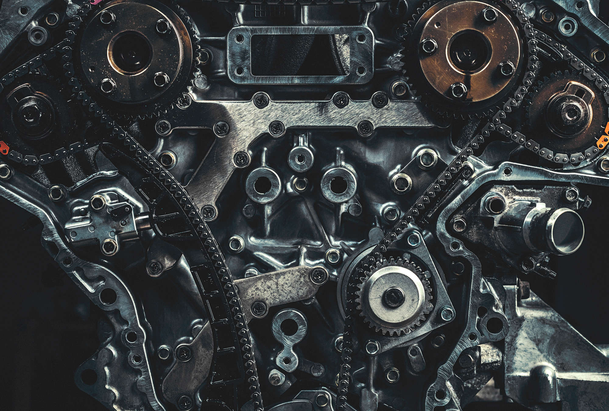             Urban Loft Vliestapete – Fototapete mit Motor Details und 3D Effekt – Grau, Schwarz
        