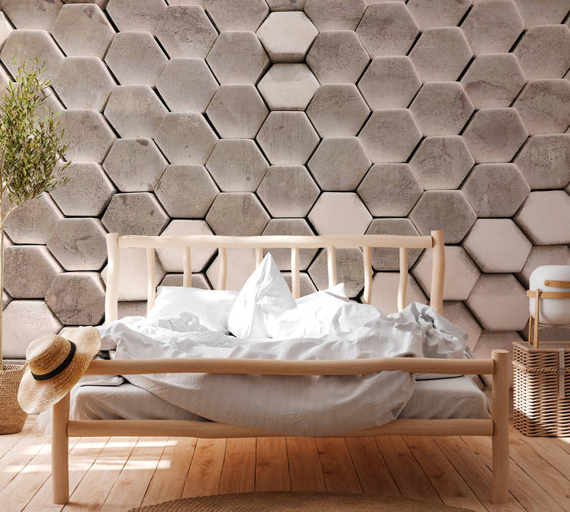             Fototapet Metall-Objekte mit 3D-Effekt – Grau, Weiß
        